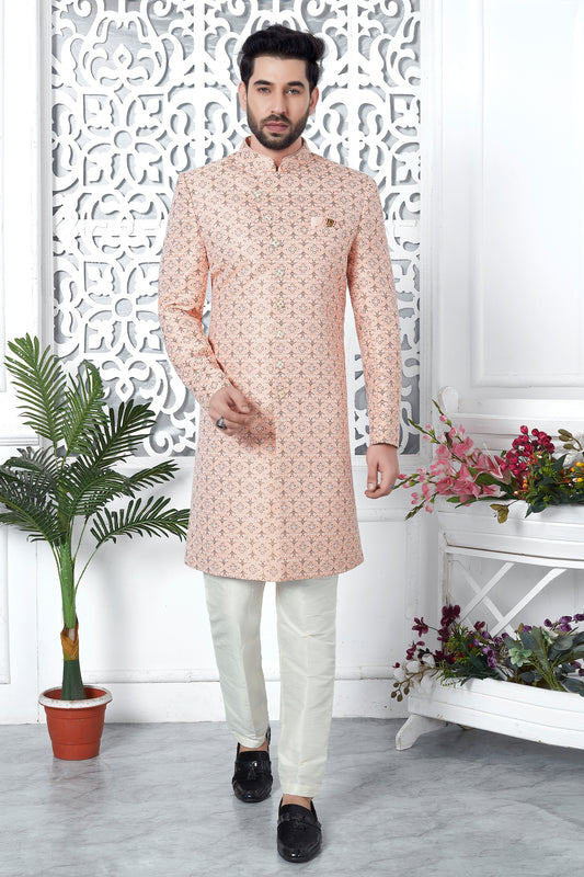 Pink Jacquard Silk Kurta Pajama-SAR11418_1_SareeButa.com