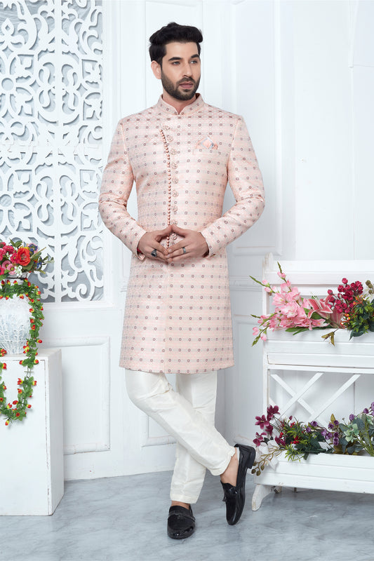 Pink Jacquard Silk Kurta Pajama-SAR11421_1_SareeButa.com