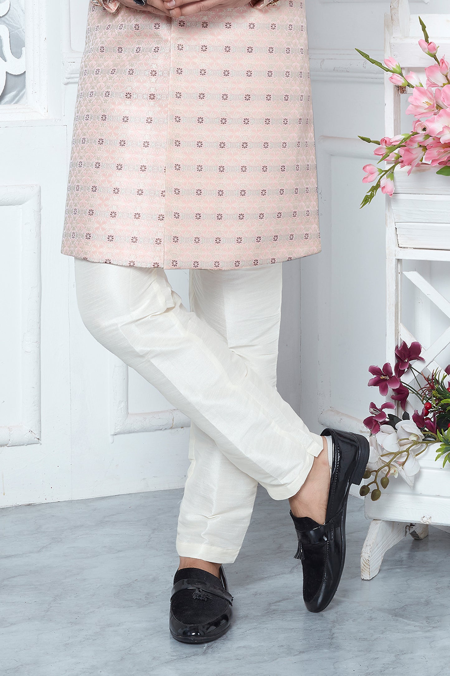 Pink Jacquard Silk Kurta Pajama-SAR11421_5_SareeButa.com