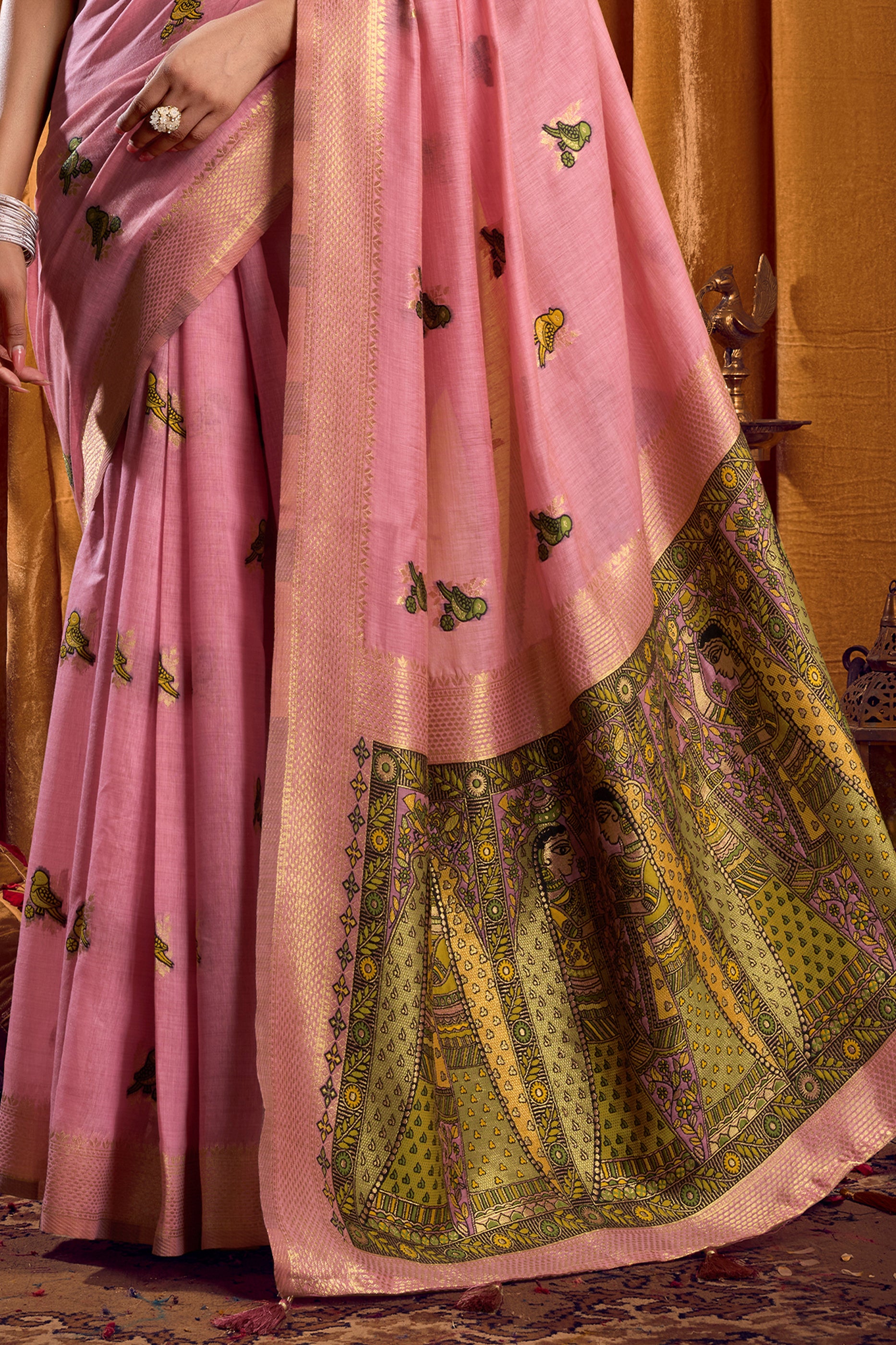Pink Katha Work Khadi Cotton Saree-SAR12659_5_SareeButa.com