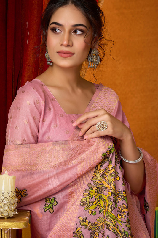 Pink Katha Work Khadi Cotton Saree-SAR12691_2_SareeButa.com