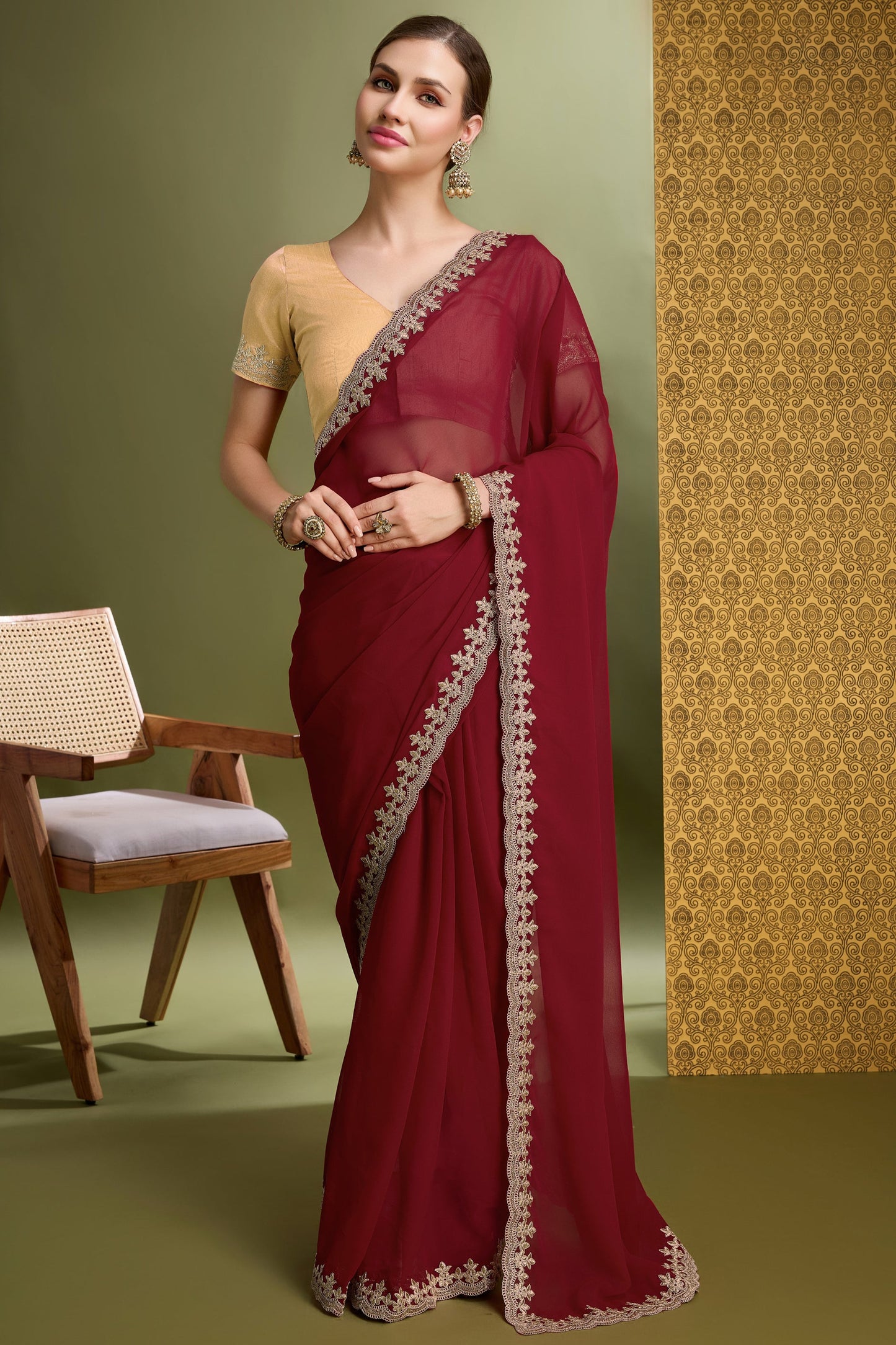 Pink Lace Work Georgette Saree-ZB133898_1_SareeButa.com