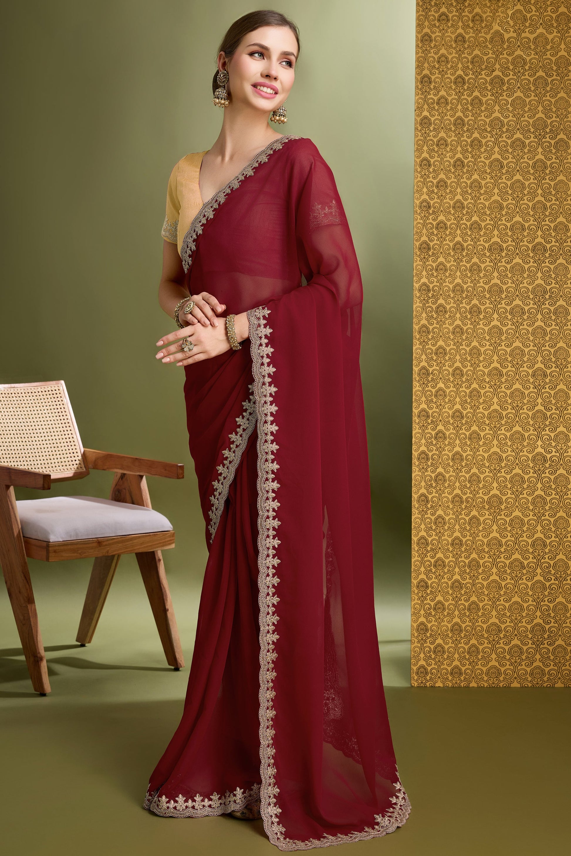 Pink Lace Work Georgette Saree-ZB133898_2_SareeButa.com
