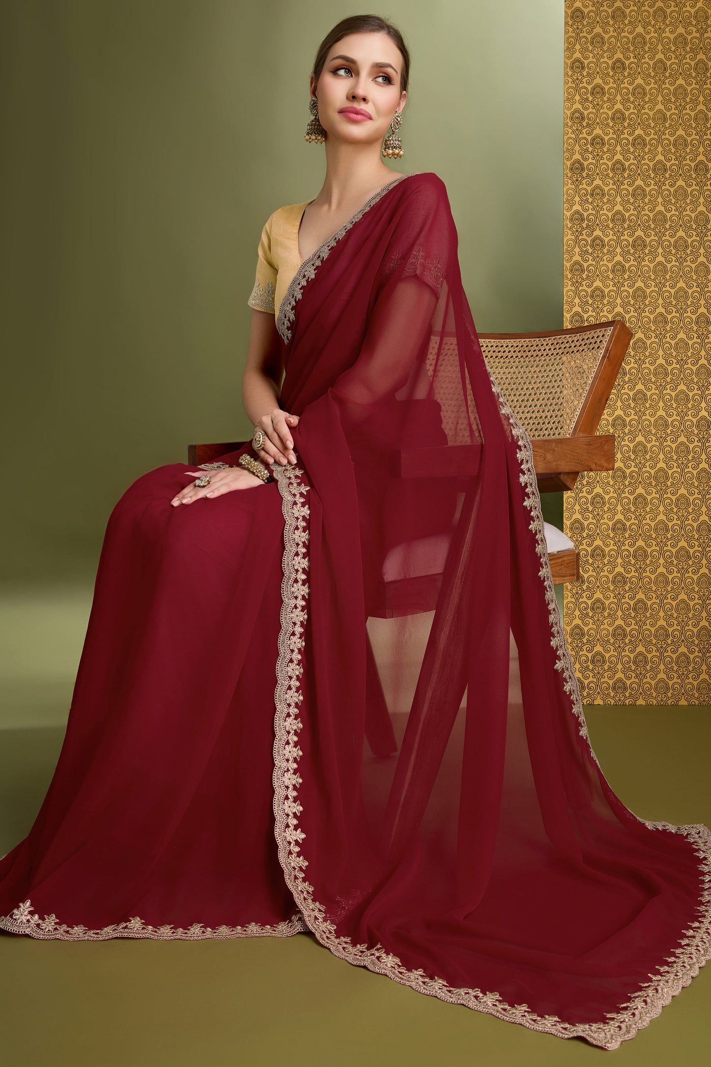 Pink Lace Work Georgette Saree-ZB133898_3_SareeButa.com