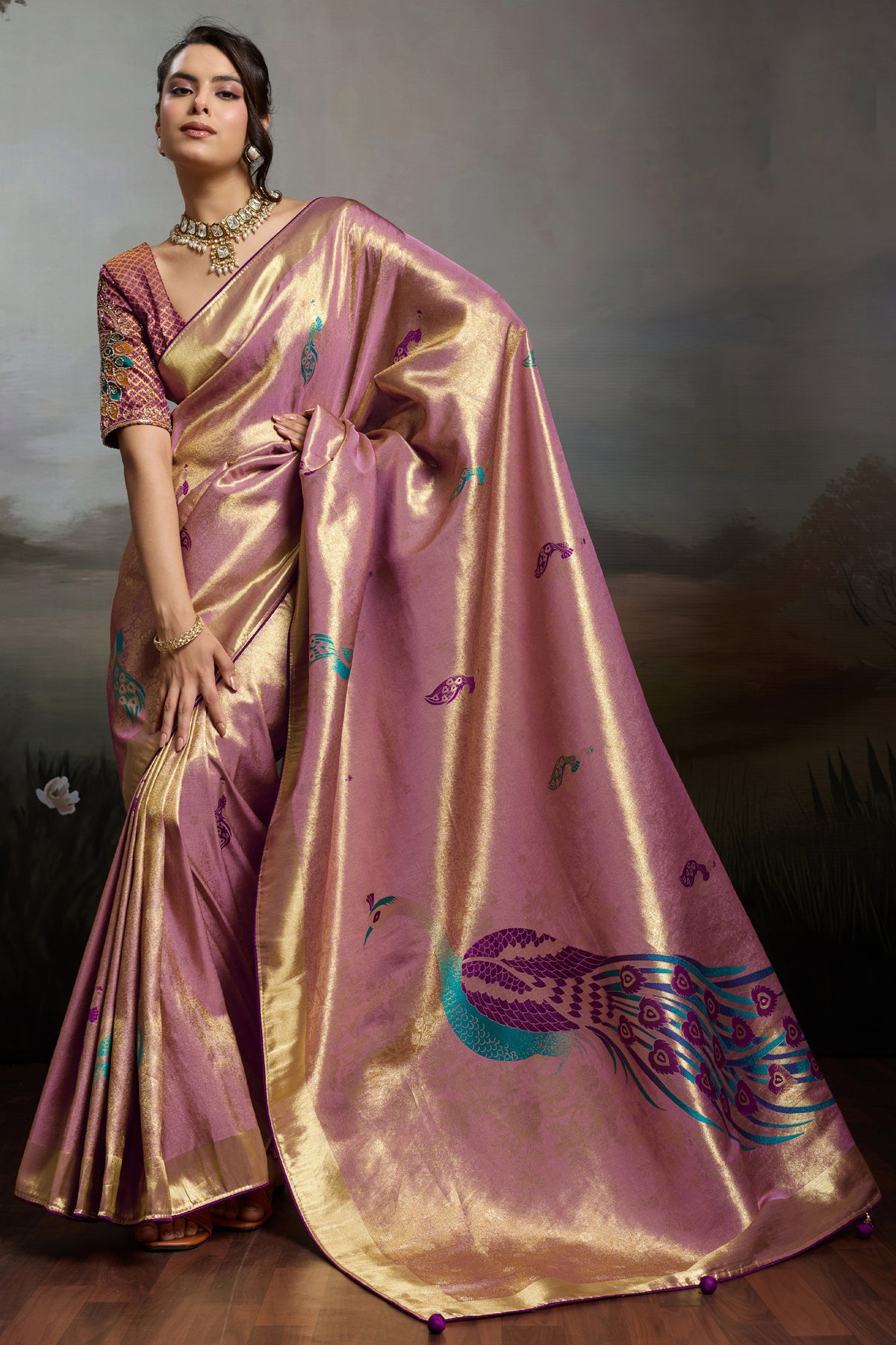 Pink Metallic Woven Banarasi Saree-SAR12927_1_SareeButa.com