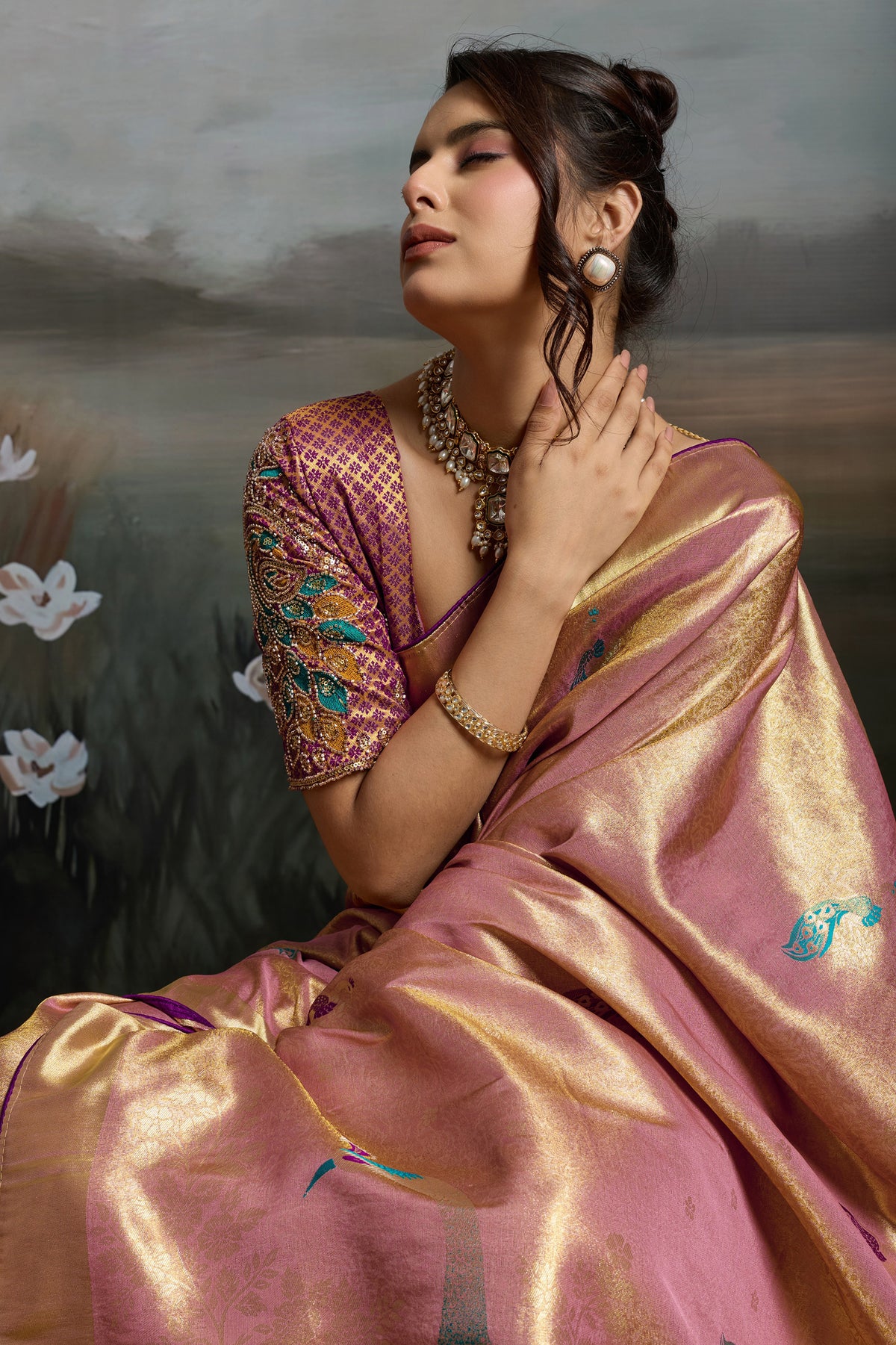 Pink Metallic Woven Banarasi Saree-SAR12927_2_SareeButa.com