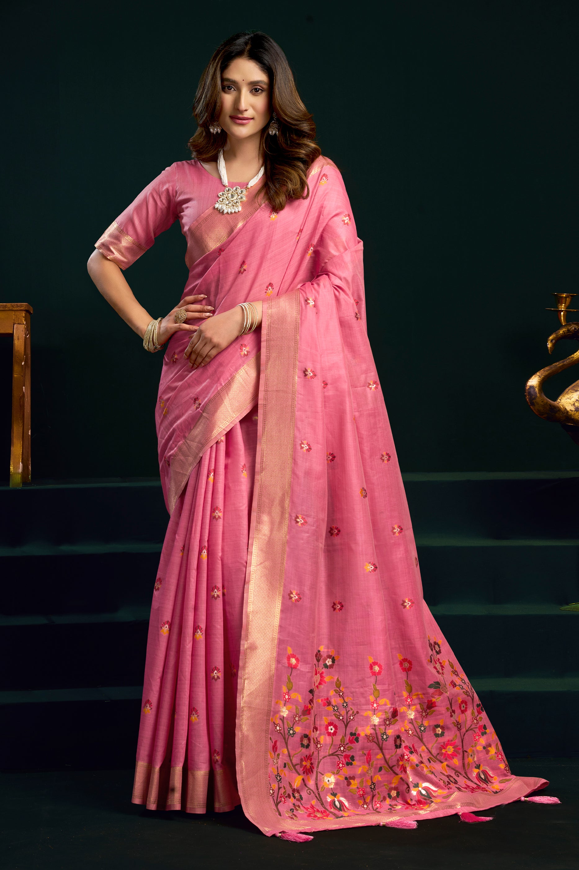 Pink Munga Cotton Saree-SAR12712_1_SareeButa.com