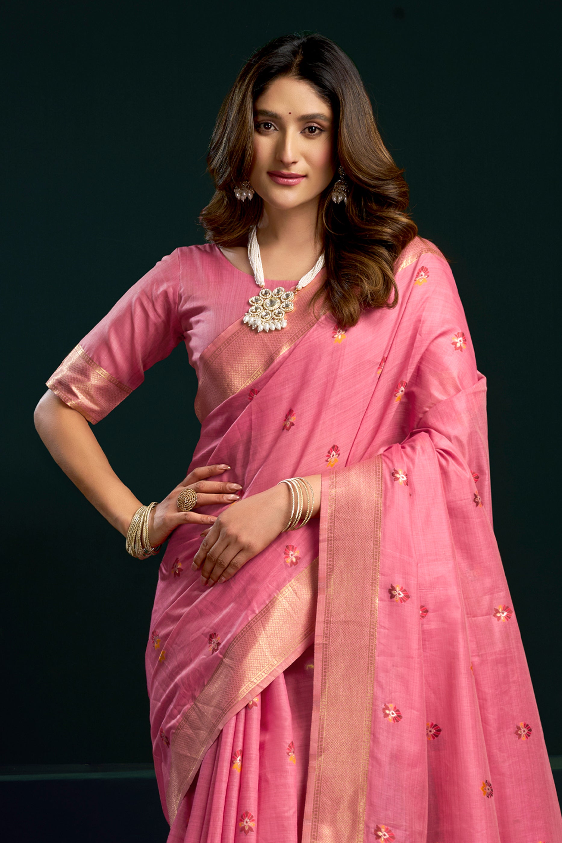 Pink Munga Cotton Saree-SAR12712_4_SareeButa.com