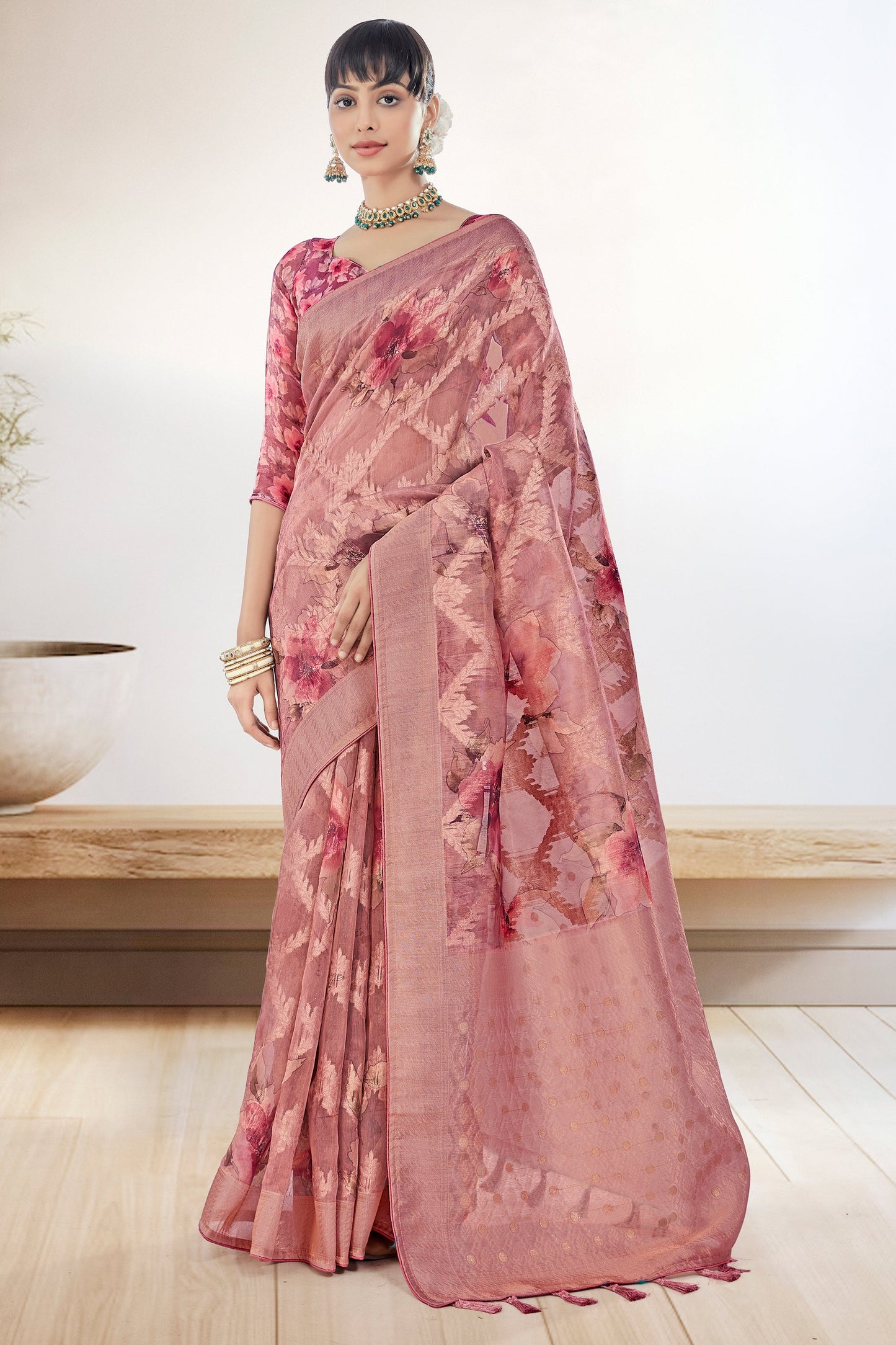 Pink Organza Silk Saree-ZB132363_1