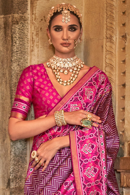 Pink Printed Viscose Silk Saree-ZB133496_2_SareeButa.com