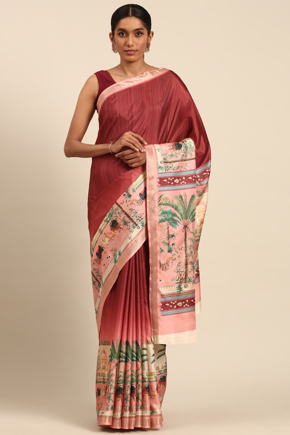 Blush Pink Printed Cotton Saree-ZB132978_1_SareeButa.com