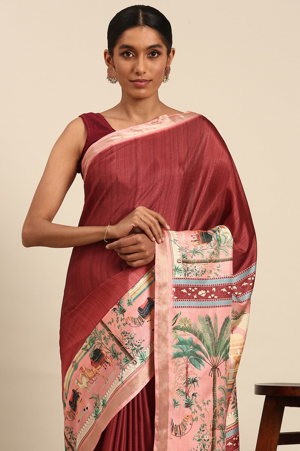 Blush Pink Printed Cotton Saree-ZB132978_2_SareeButa.com