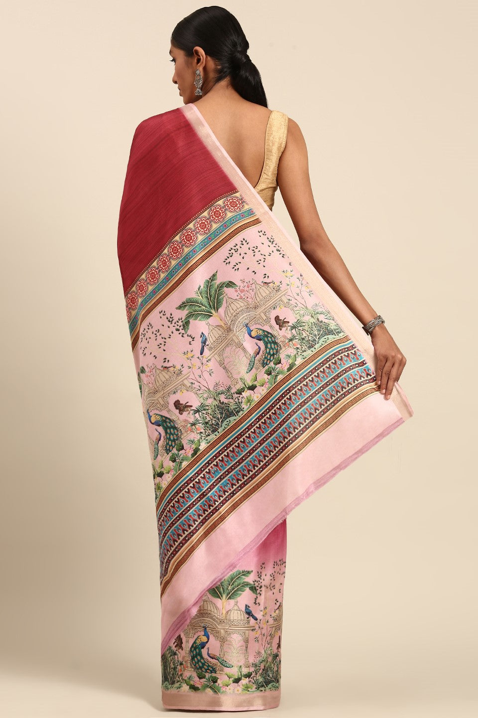 Pink Printed Cotton Saree-ZB133440_3_SareeButa.com