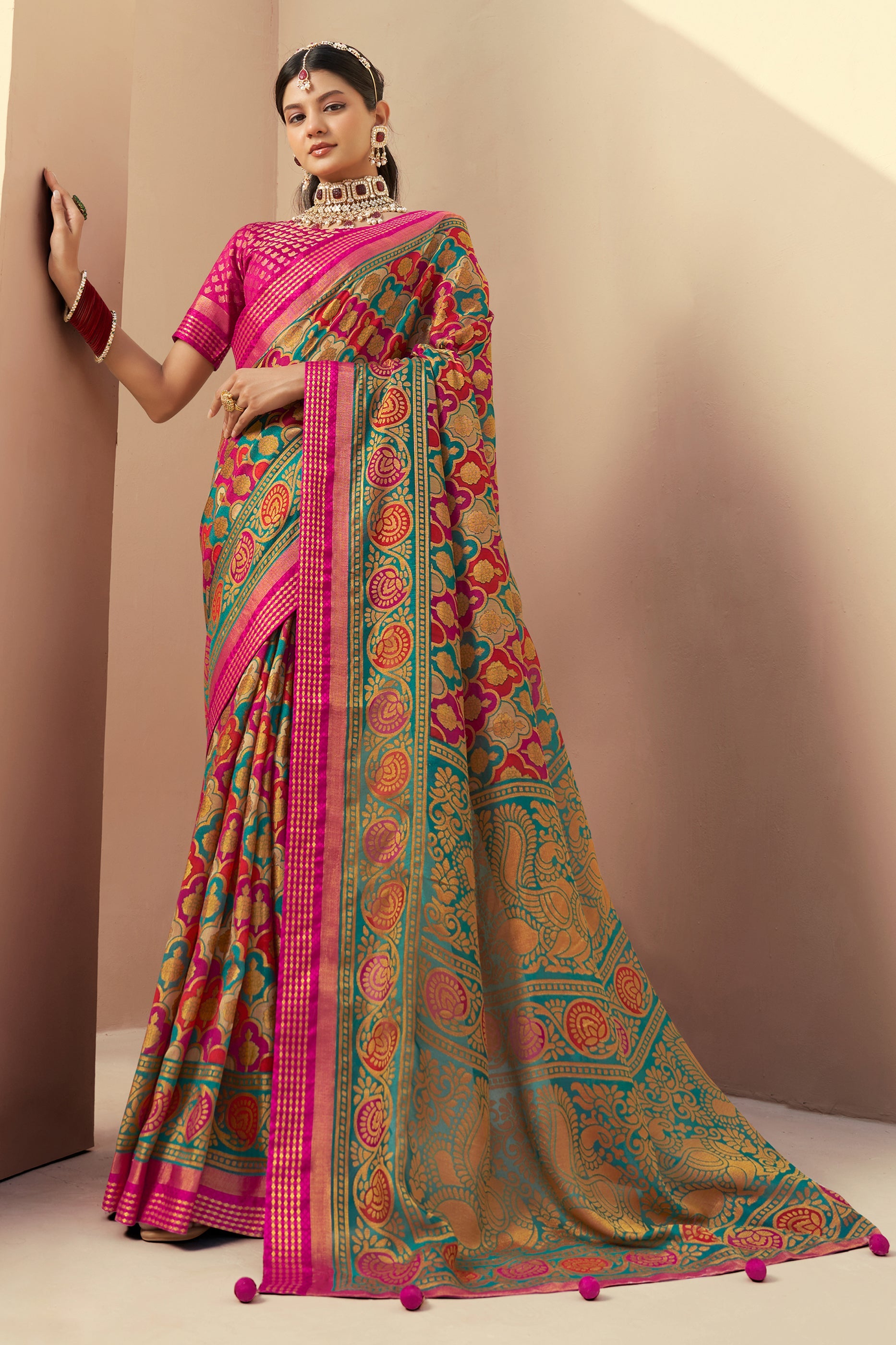 Pink Printed Georgette Saree-SAR10123_1_SareeButa.com