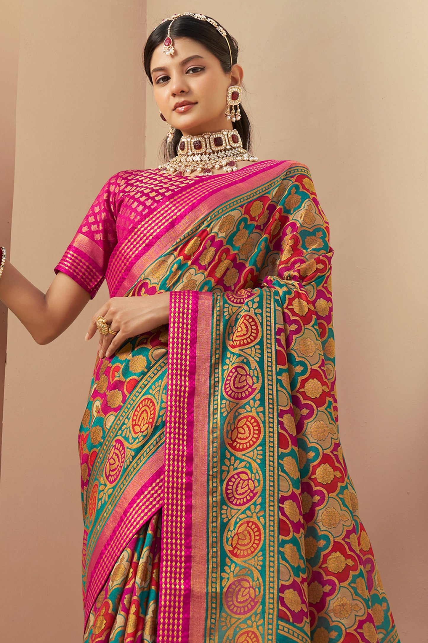 Pink Printed Georgette Saree-SAR10123_3_SareeButa.com
