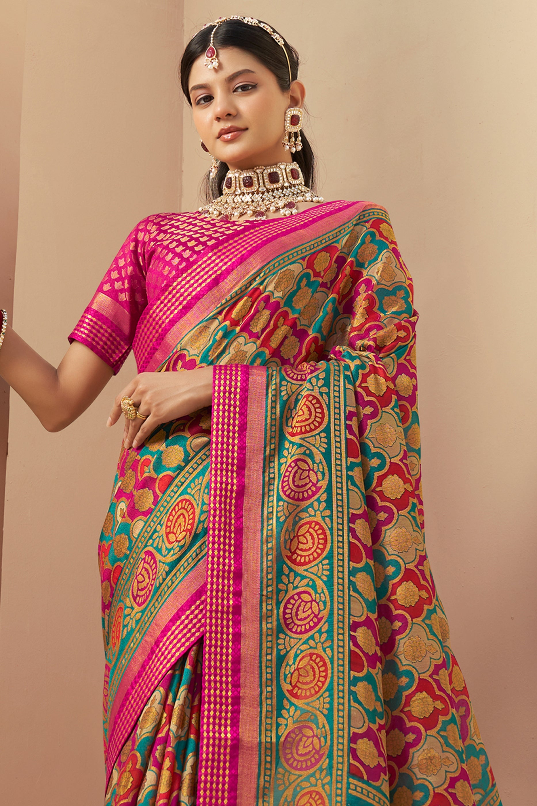 Pink Printed Georgette Saree-SAR10123_3_SareeButa.com
