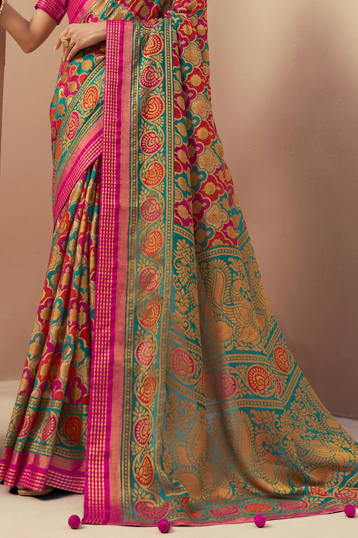 Pink Printed Georgette Saree-SAR10123_4_SareeButa.com