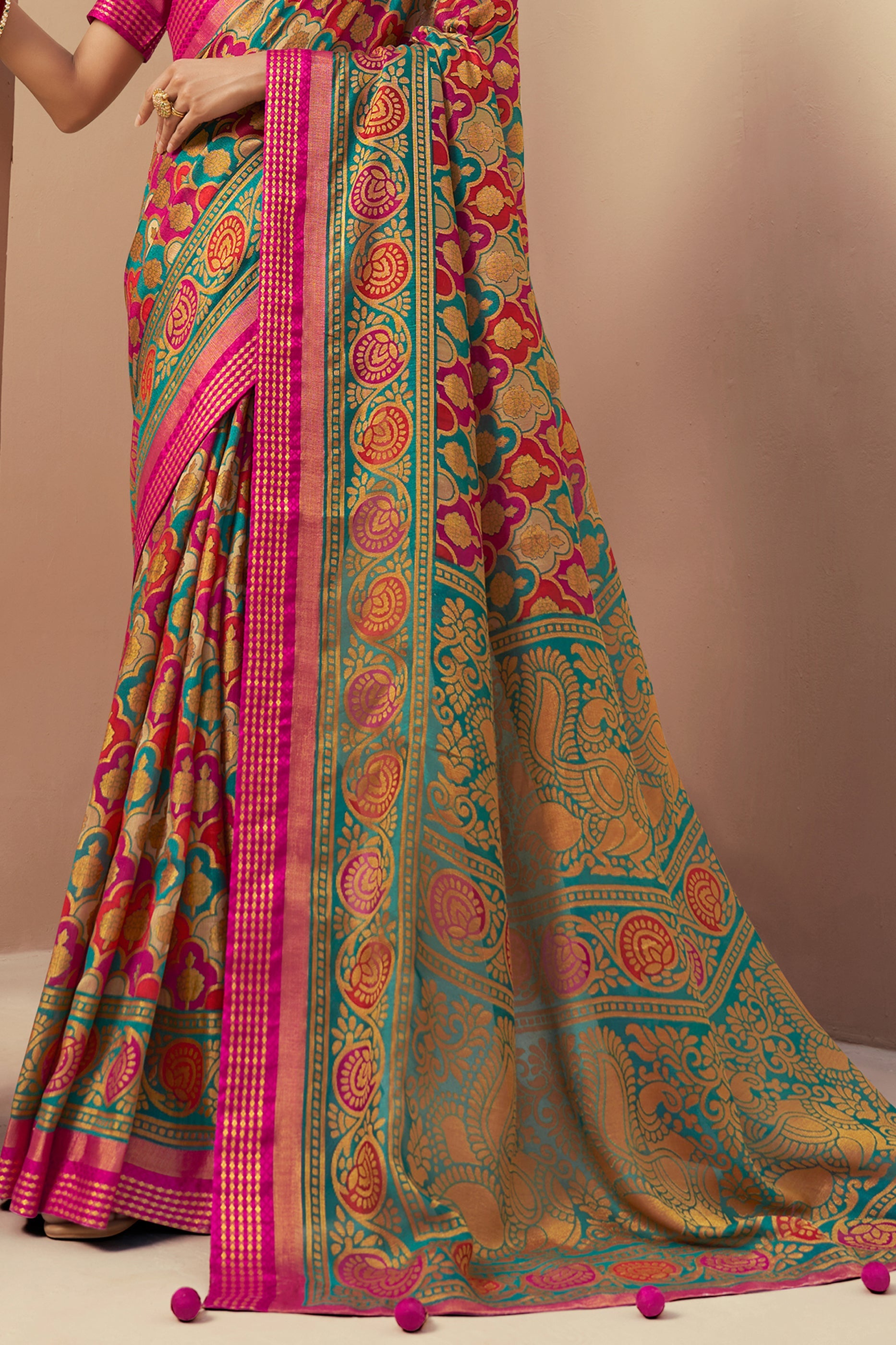 Pink Printed Georgette Saree-SAR10123_4_SareeButa.com