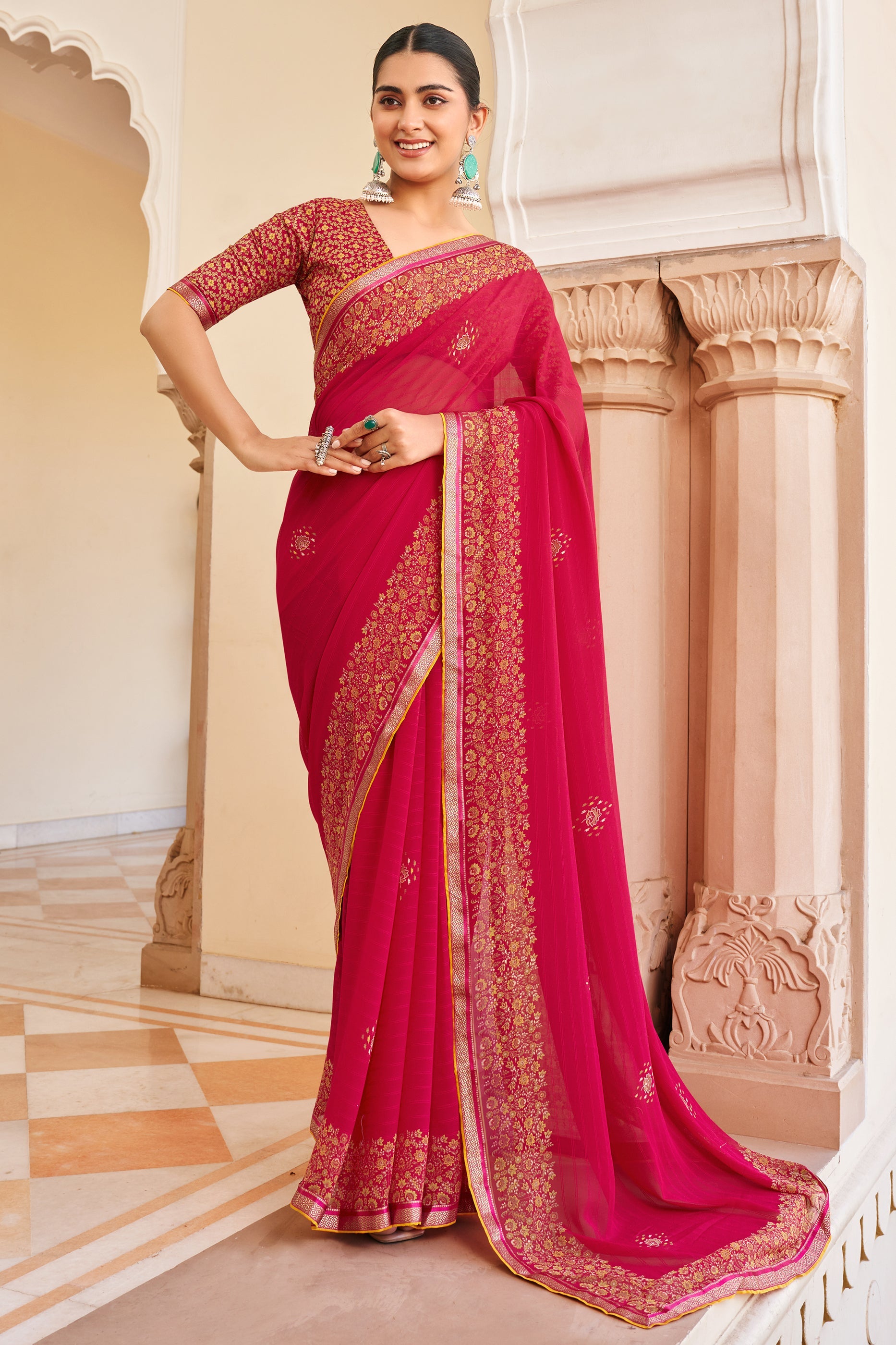 Pink Printed Georgette Saree-SAR10155_1_SareeButa.com