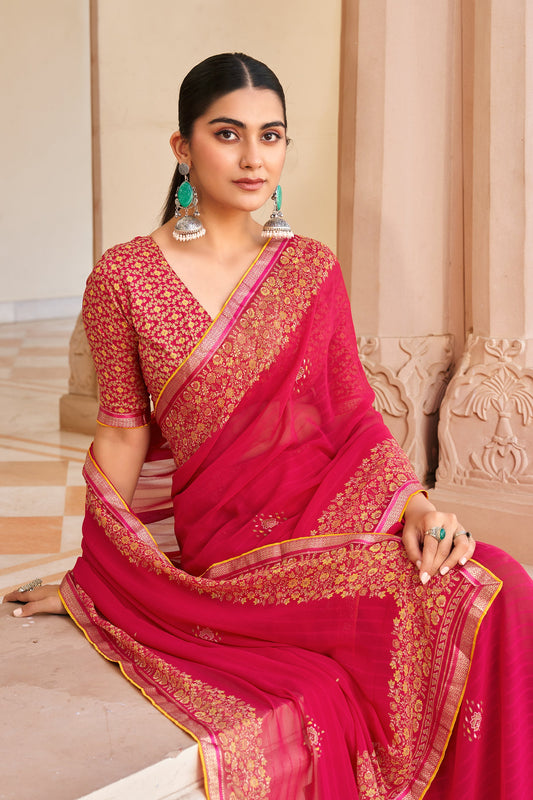 Pink Printed Georgette Saree-SAR10155_2_SareeButa.com