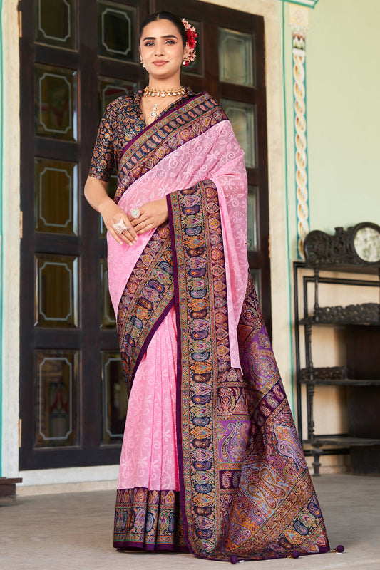 Pink Printed Georgette Saree-SAR10206_1_SareeButa.com