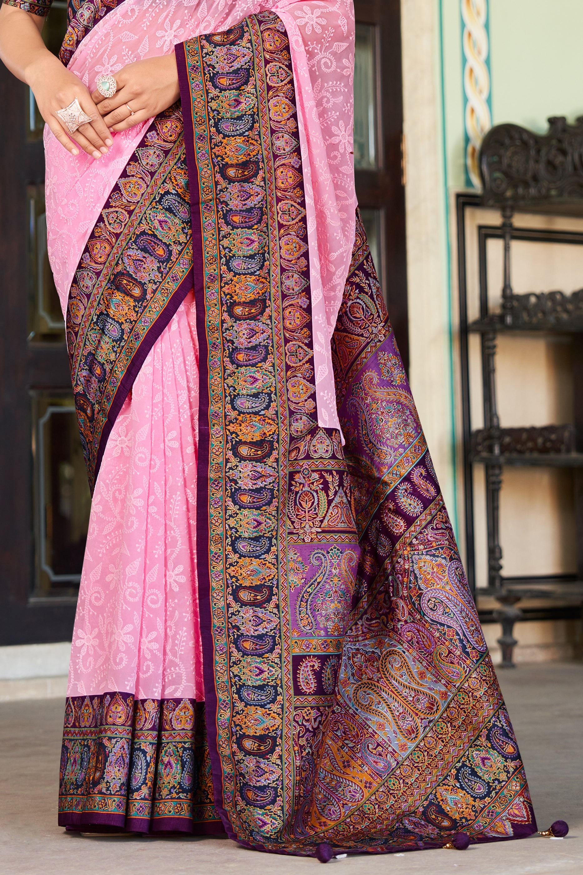 Pink Printed Georgette Saree-SAR10206_4_SareeButa.com