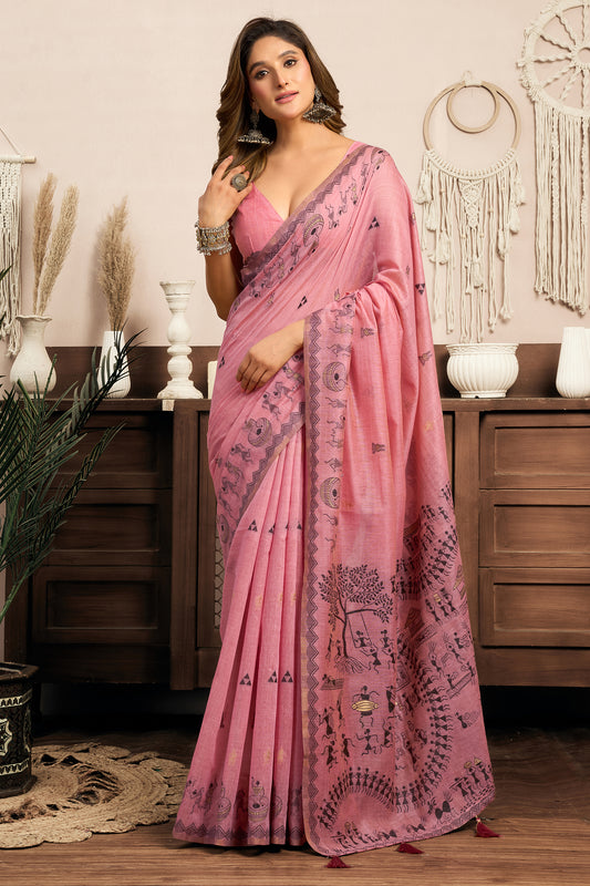 Pink Printed Modal Cotton Saree-SAR12646_1_SareeButa.com