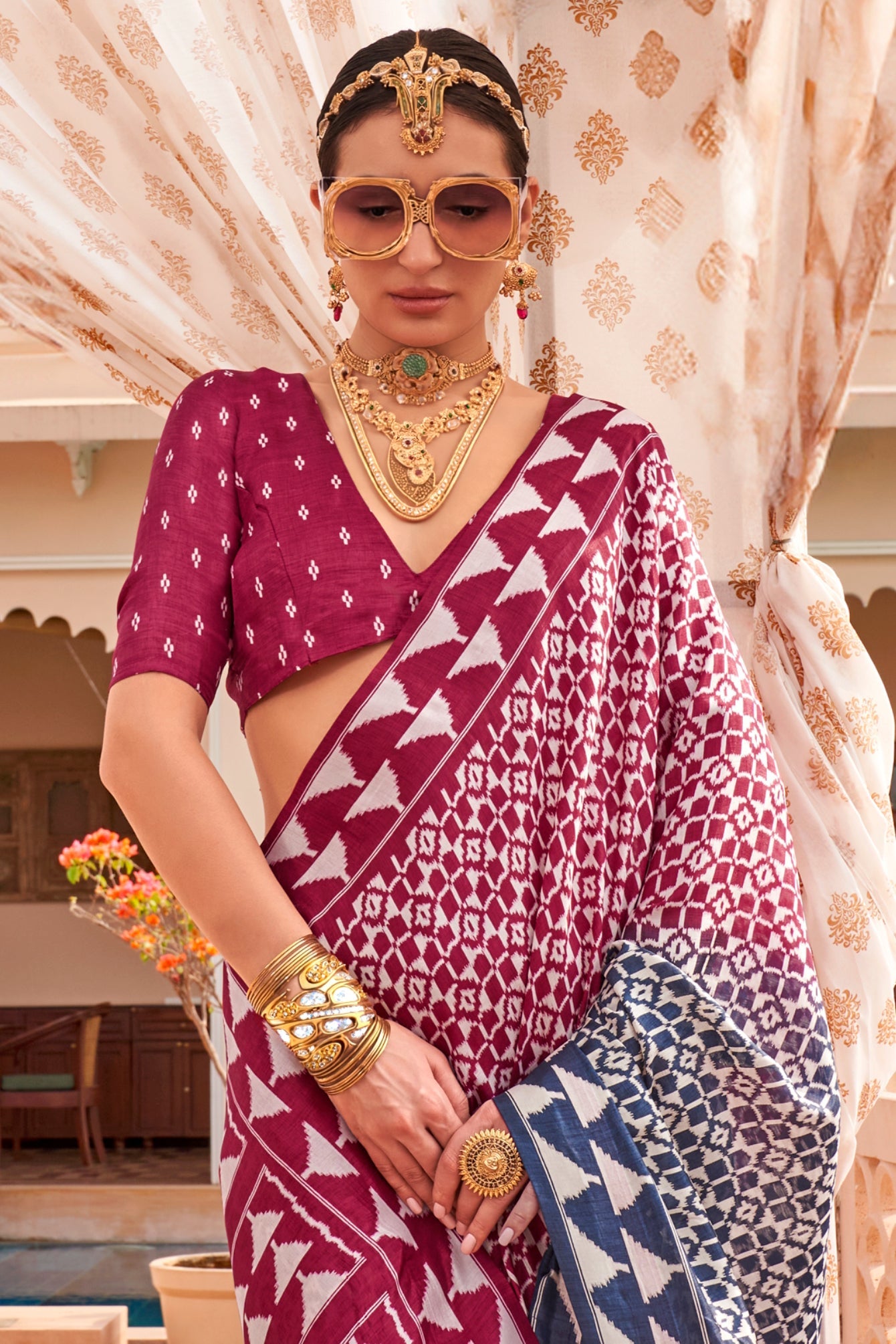 Pink Printed Patola Saree-ZB133522_2_SareeButa.com