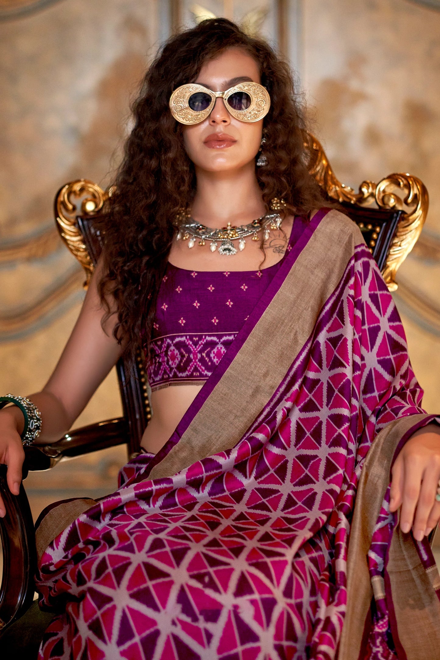 Pink Printed Patola Silk Saree-SAR11260_2_SareeButa.com