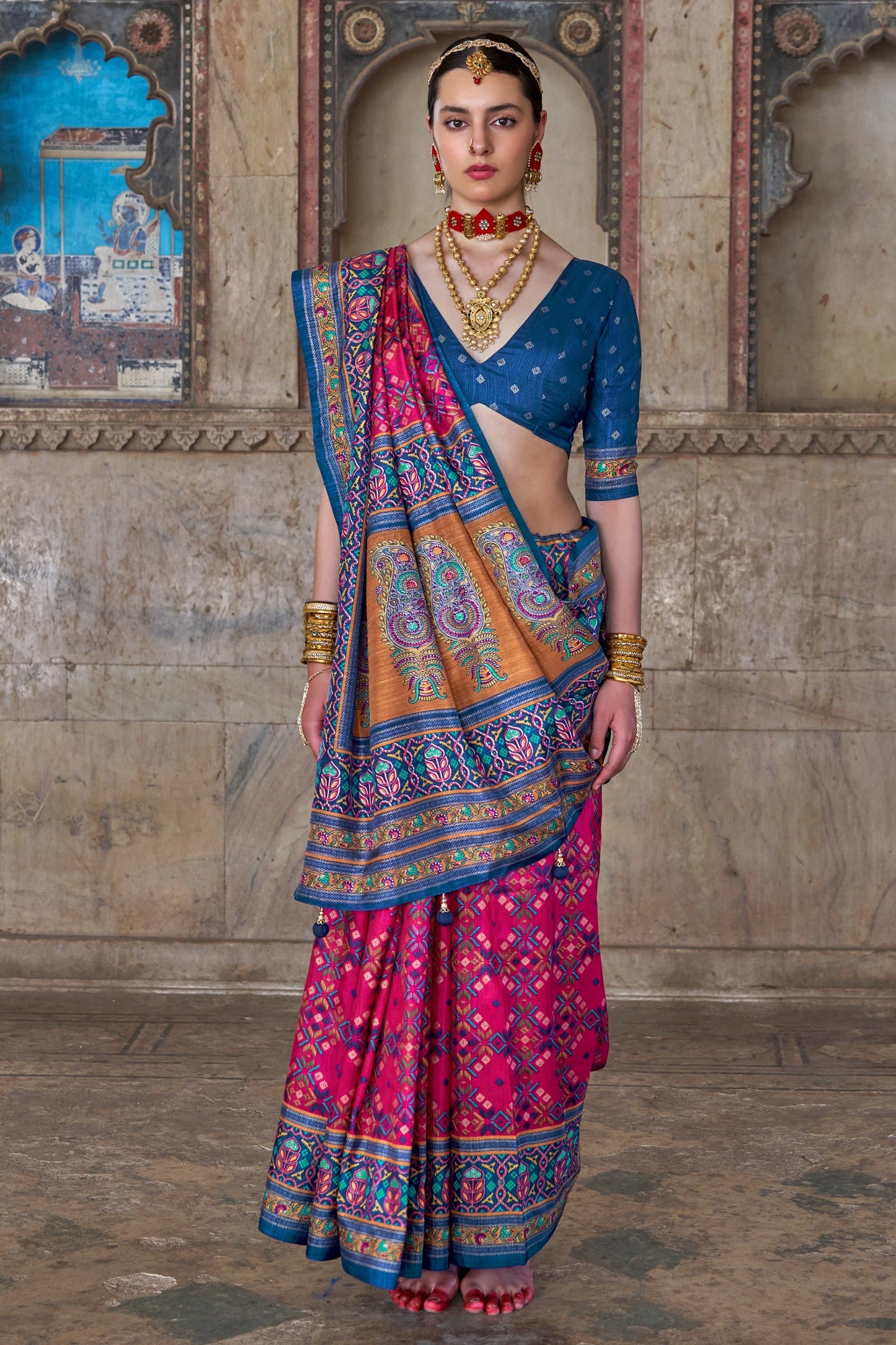 Pink Printed Patola Silk Saree-SAR11298_1_SareeButa.com