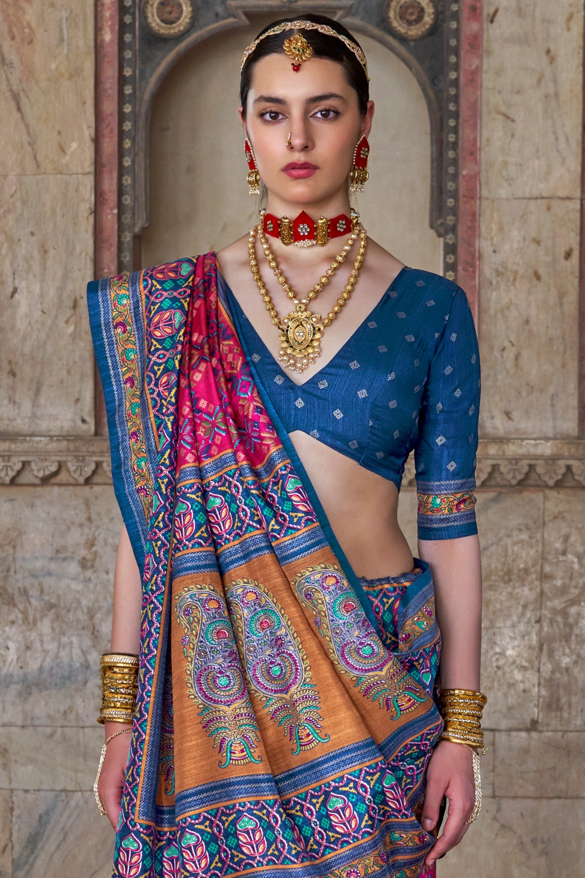 Pink Printed Patola Silk Saree-SAR11298_3_SareeButa.com