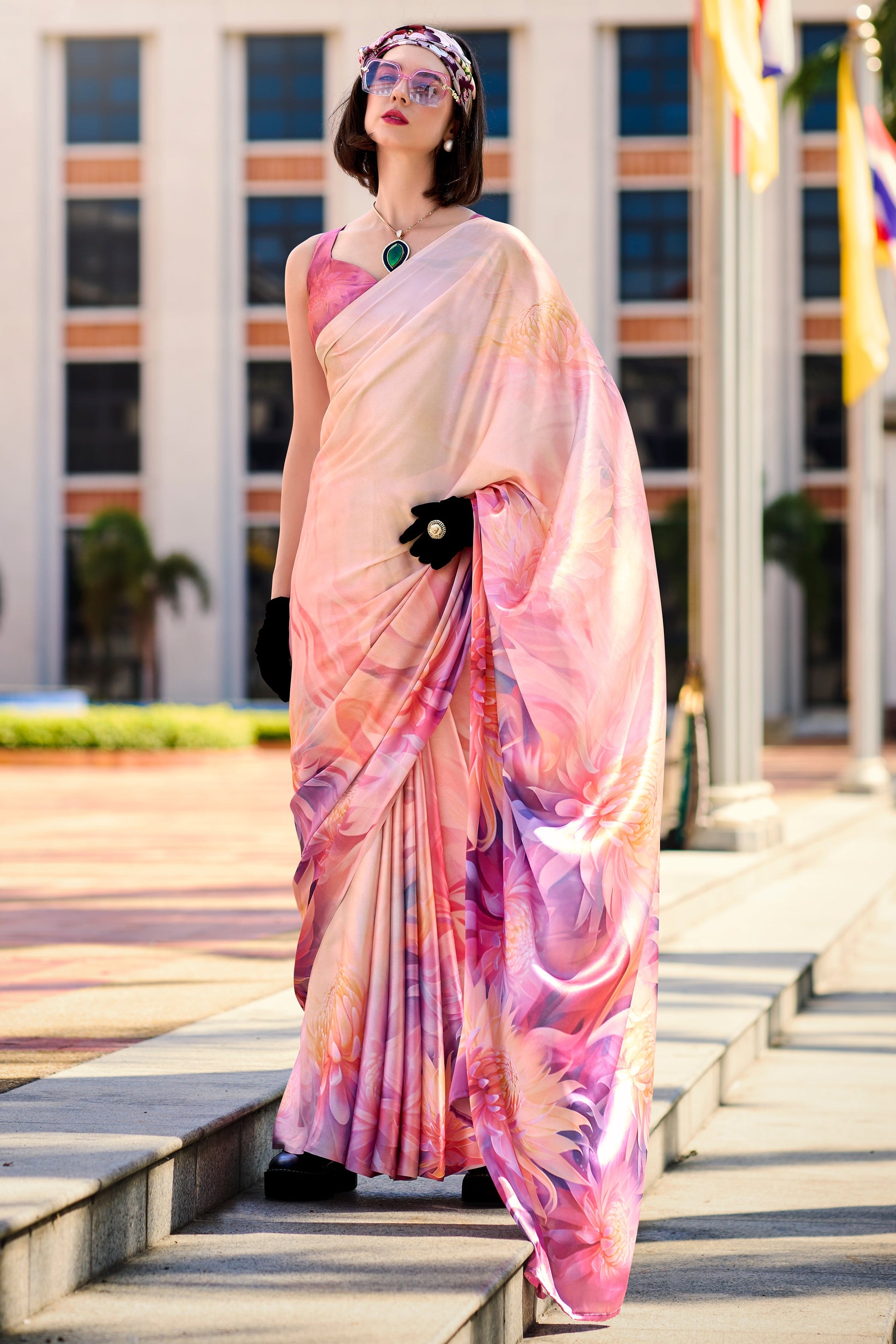 Pink Printed Satin Crepe Saree-ZB134011_1_SareeButa.com