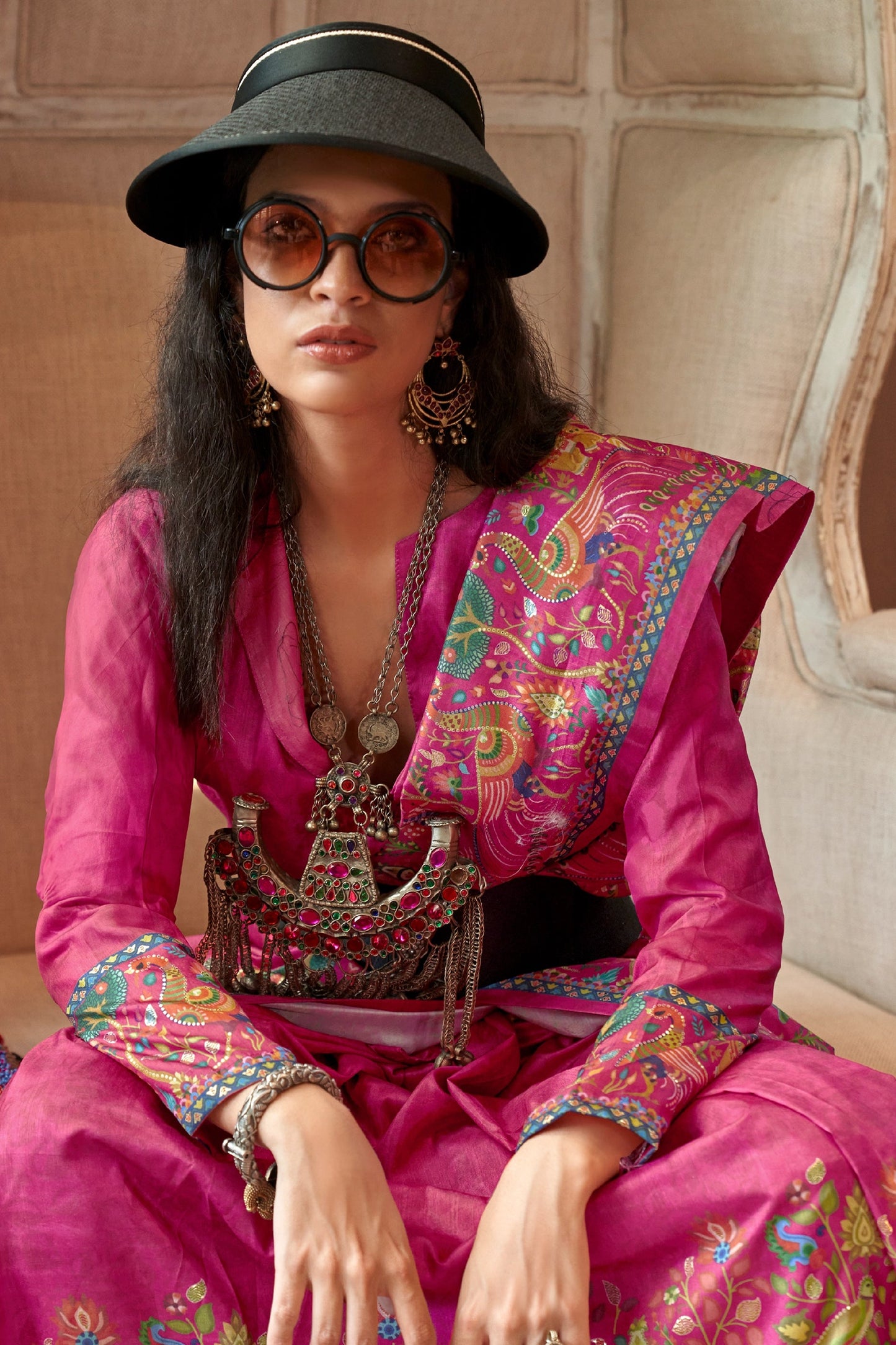 Pink Printed Silk Saree-SAR11273_2_SareeButa.com