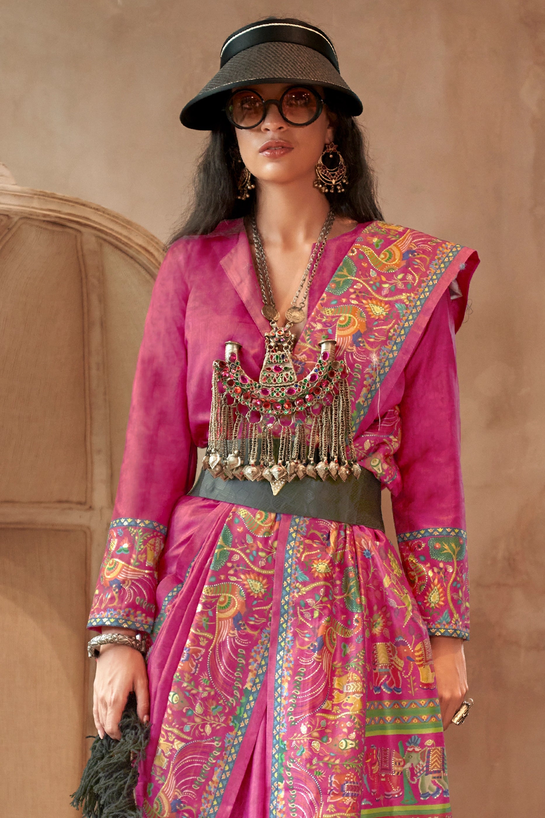 Pink Printed Silk Saree-SAR11273_3_SareeButa.com