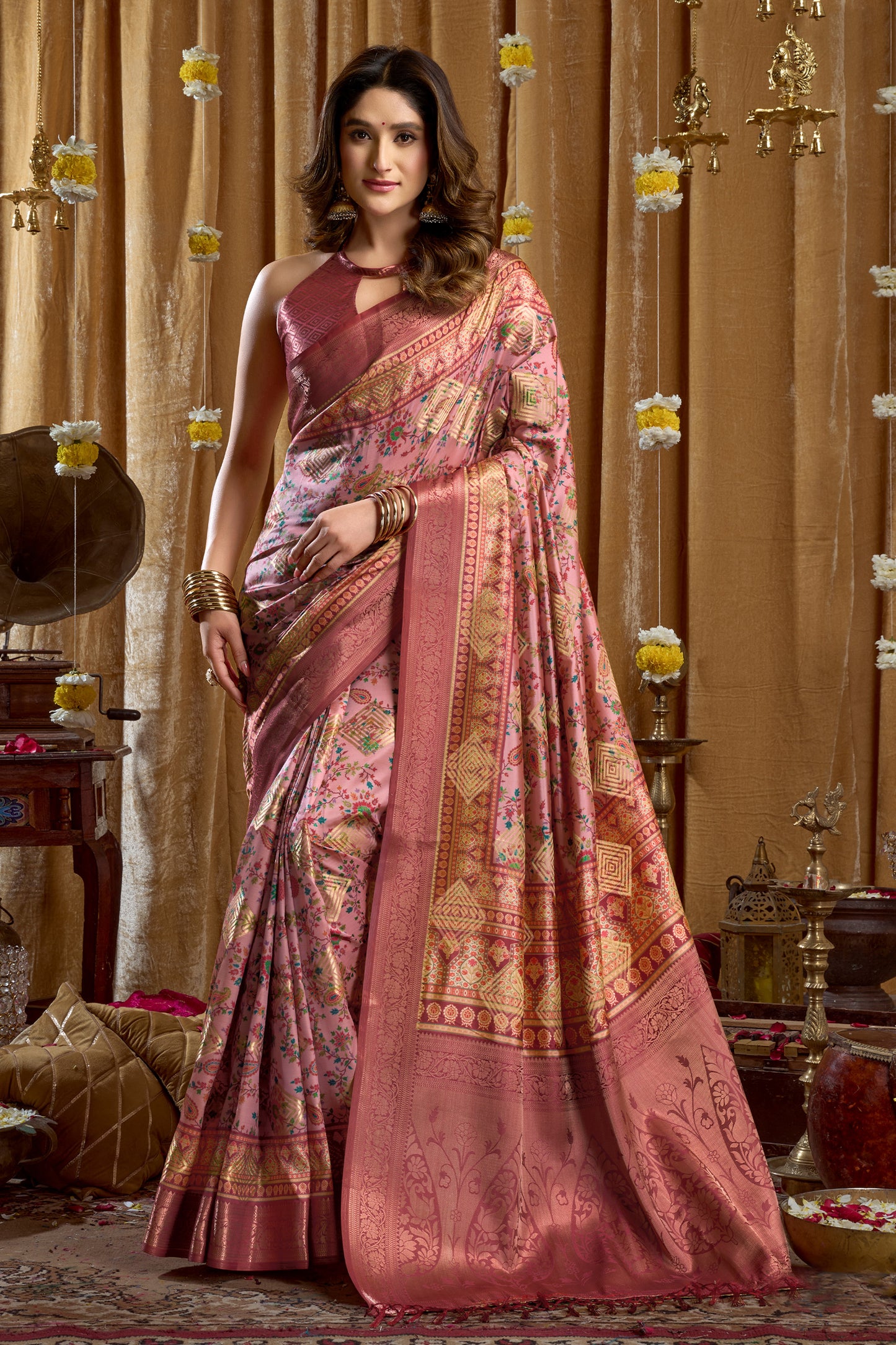 Pink Printed Silk Saree-SAR12664_1_SareeButa.com