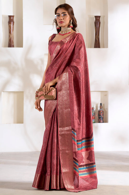 Pink Printed Silk Saree-ZB133767_1_SareeButa.com