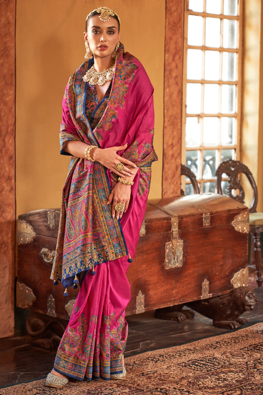 Pink Printed Viscose Silk Saree-ZB134523_2_SareeButa.com