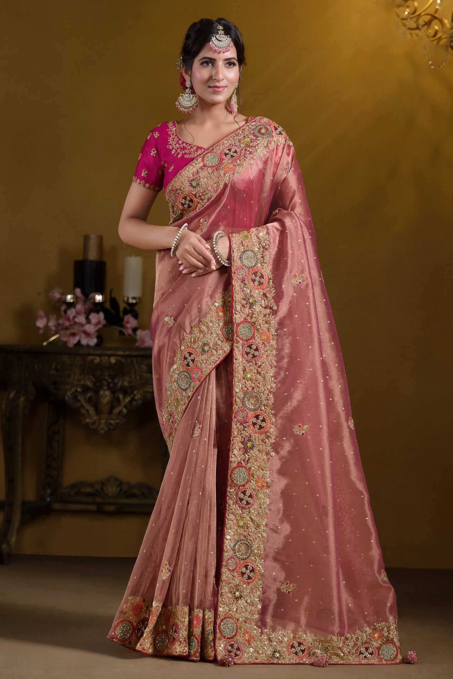 Pink Pure Organza Silk Saree-ZB133985_1_SareeButa.com