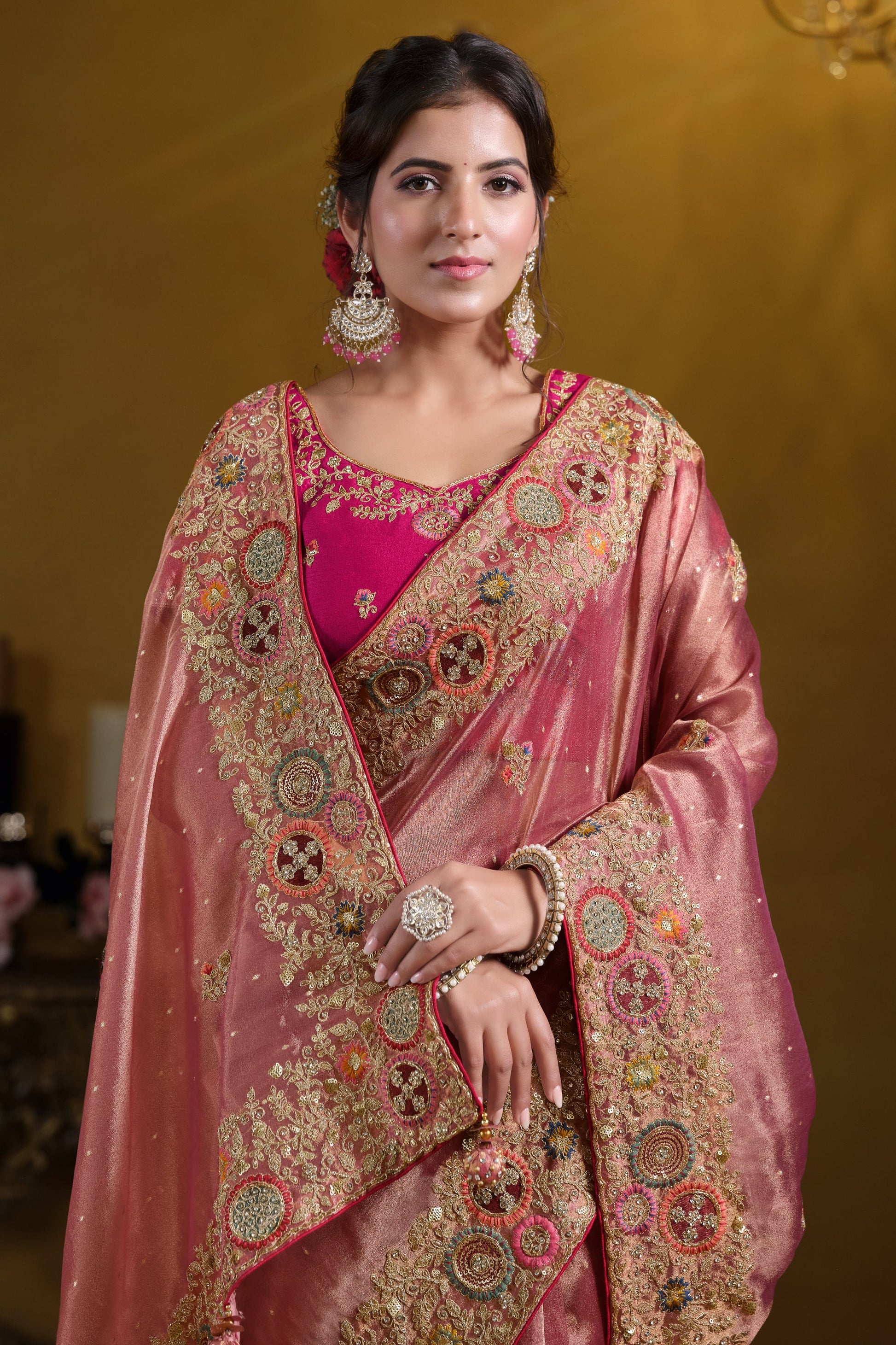 Pink Pure Organza Silk Saree-ZB133985_2_SareeButa.com