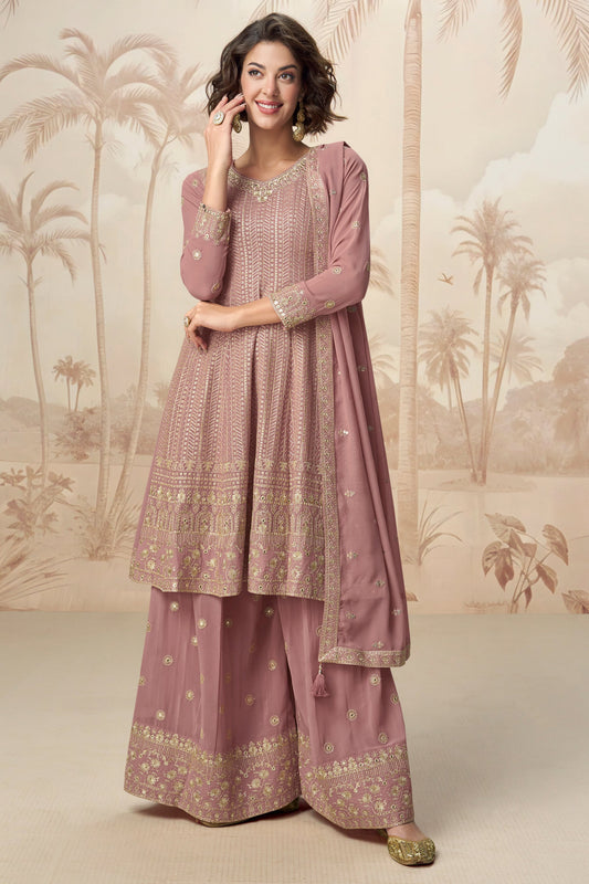 Pink Readymade A-line Georgette Suit-SS544_1_SareeButa.com