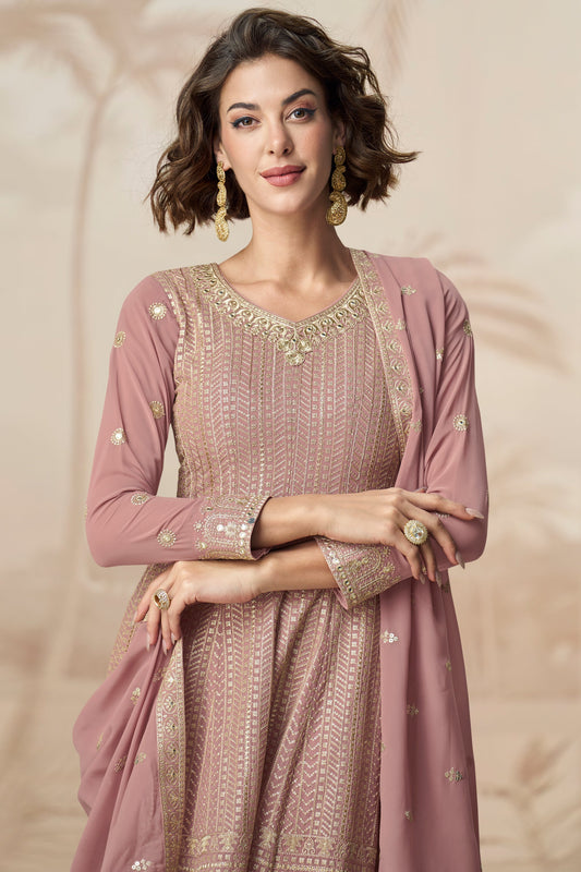 Pink Readymade A-line Georgette Suit-SS544_2_SareeButa.com