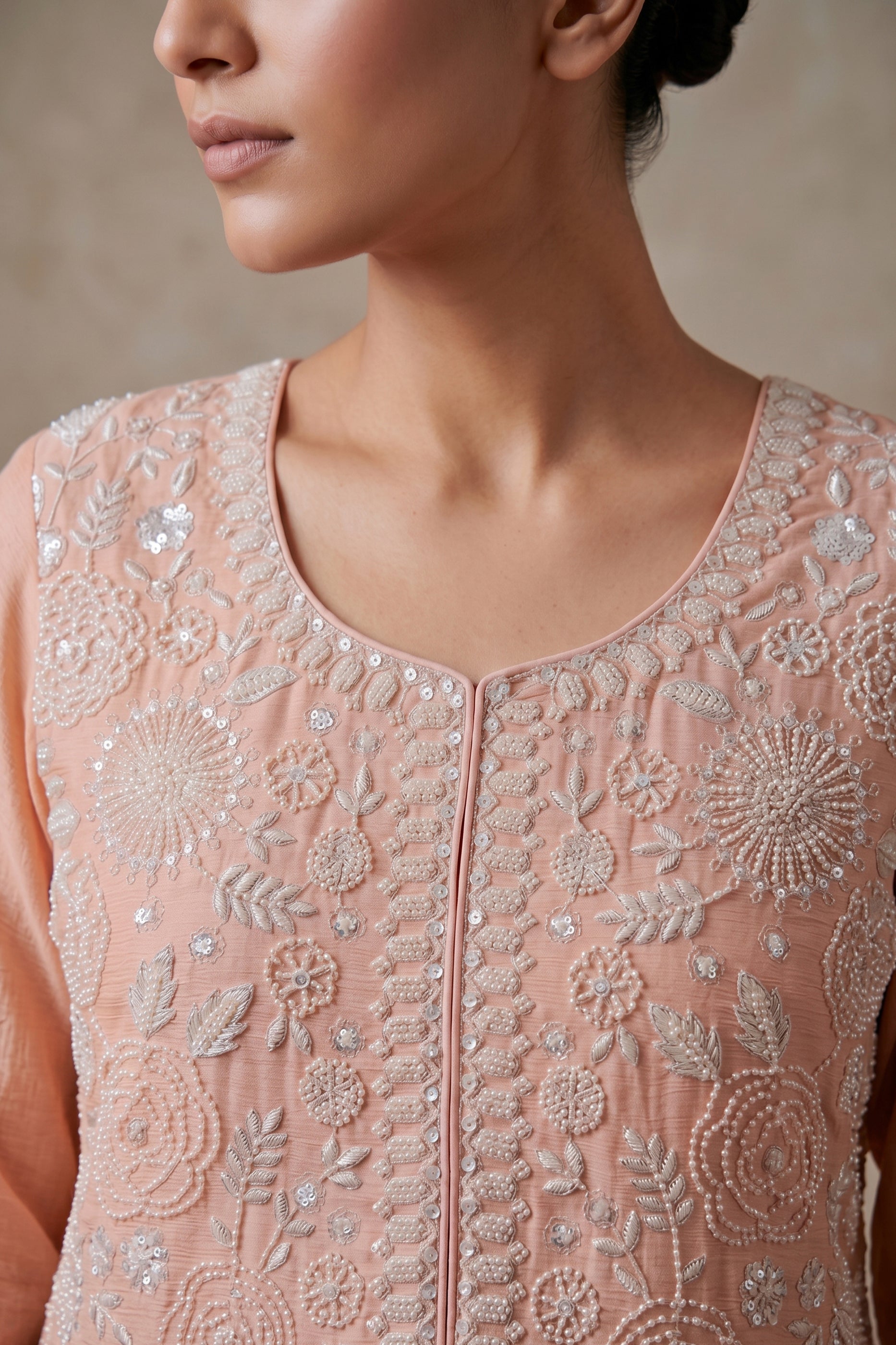 Pink Readymade Bead Work Chinon Palazzo Suit-SAR12798_3_SareeButa.com