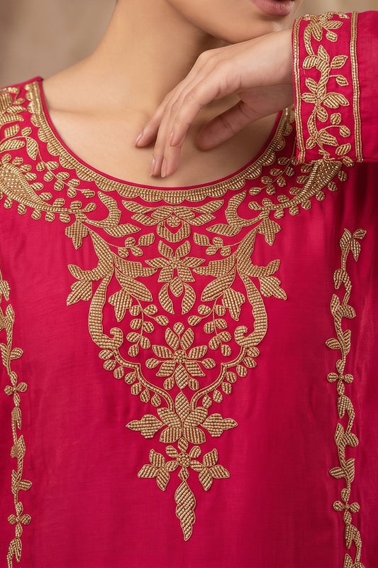 Pink Readymade Bead Work Chinon Palazzo Suit-SAR13095_2_SareeButa.com