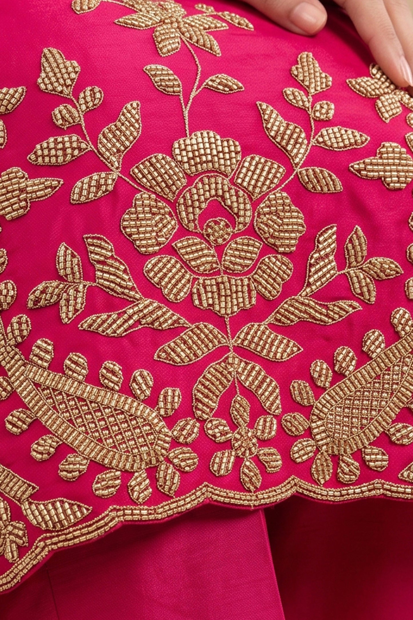 Pink Readymade Bead Work Chinon Palazzo Suit-SAR13095_3_SareeButa.com