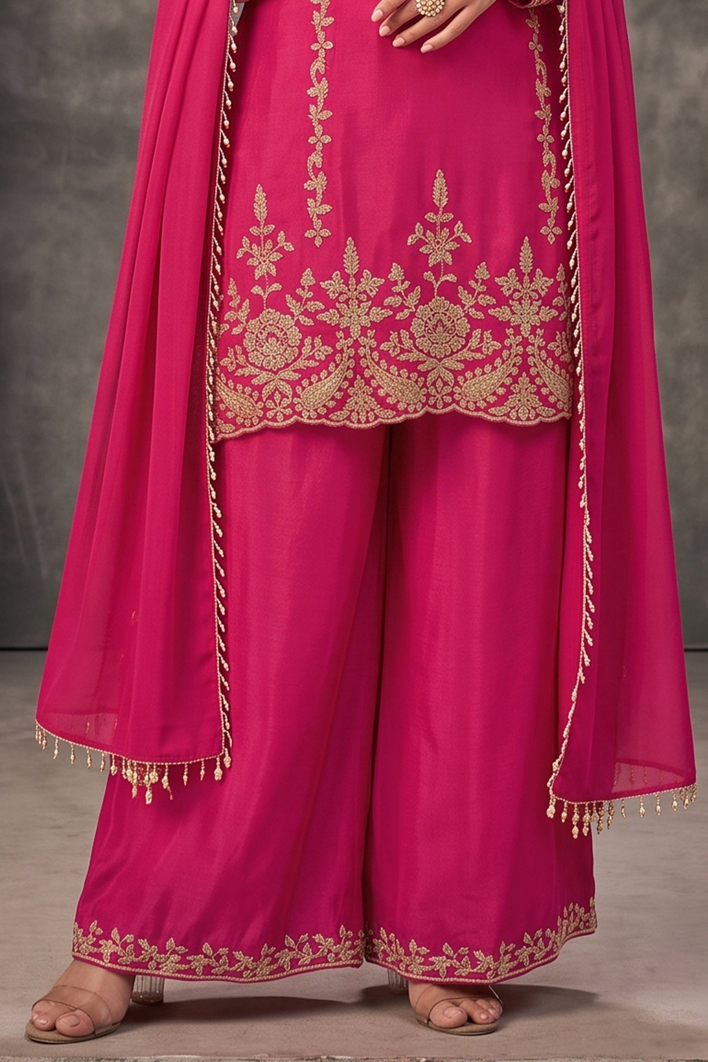 Pink Readymade Bead Work Chinon Palazzo Suit-SAR13095_6_SareeButa.com
