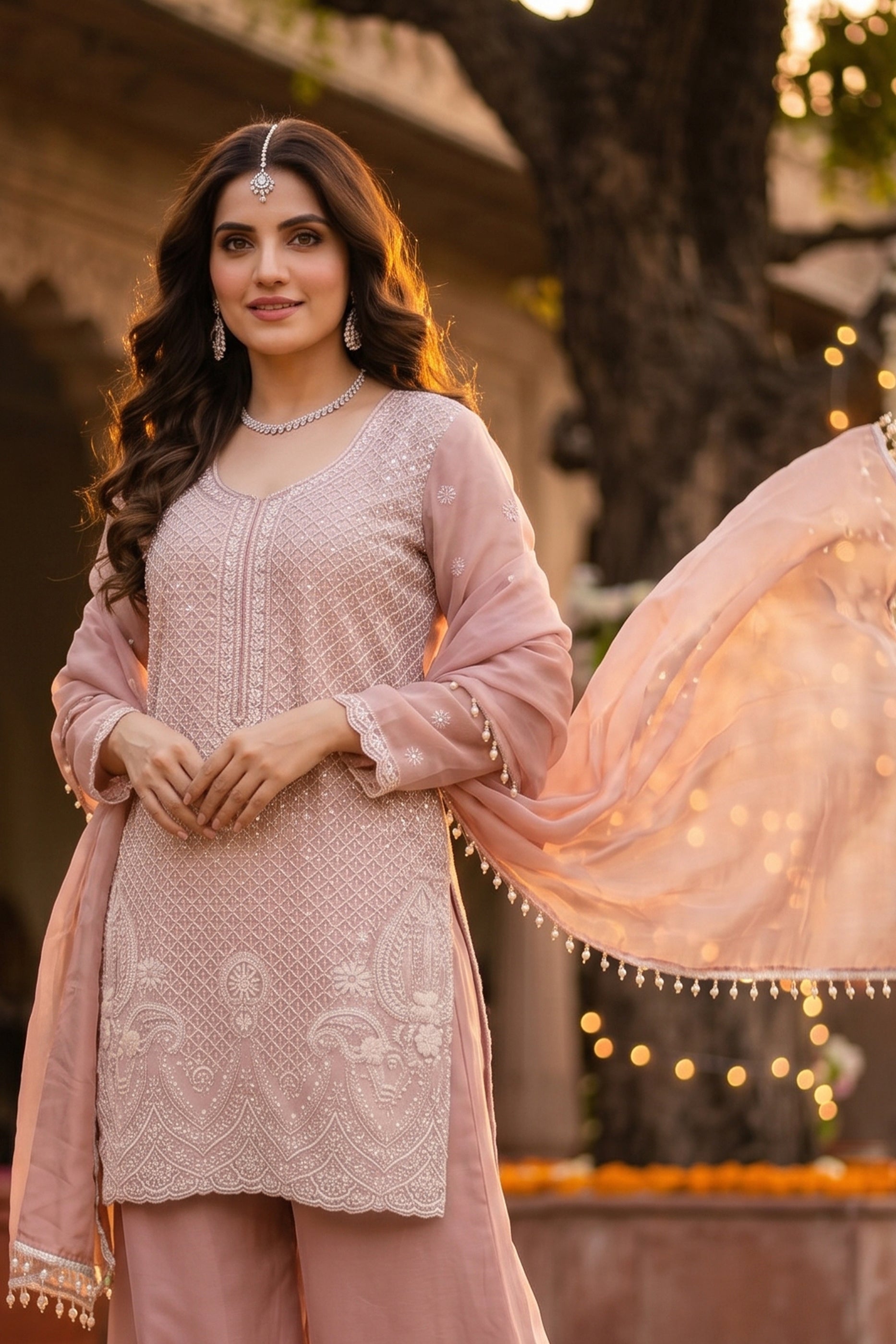 Pink Readymade Bead Work Chinon Suit-SAR12995_3_SareeButa.com