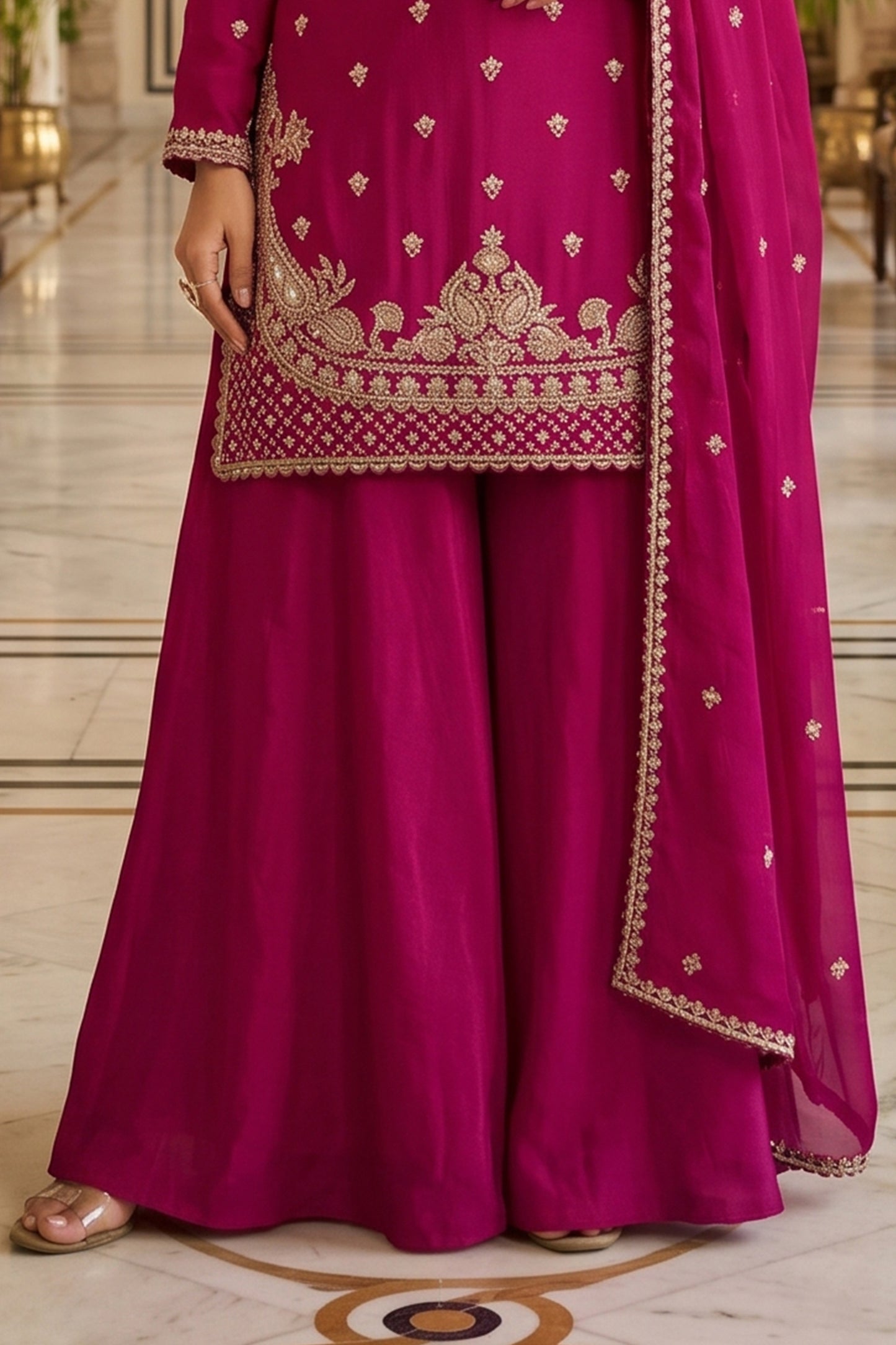 Pink Readymade Bead Work Chinon Suit-SAR13011_6_SareeButa.com