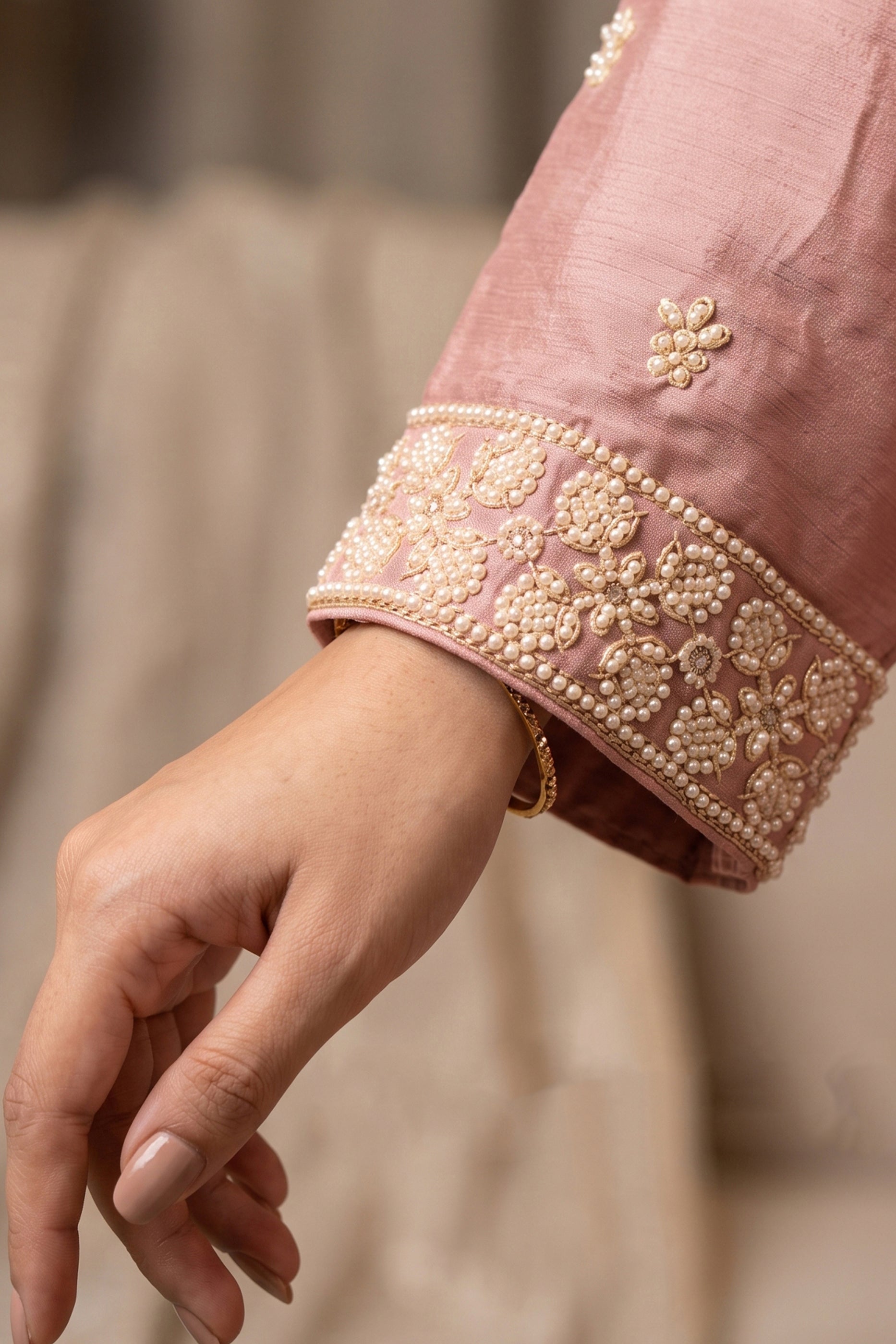 Pink Readymade Bead Work Chinon Suit-SAR13042_4_SareeButa.com