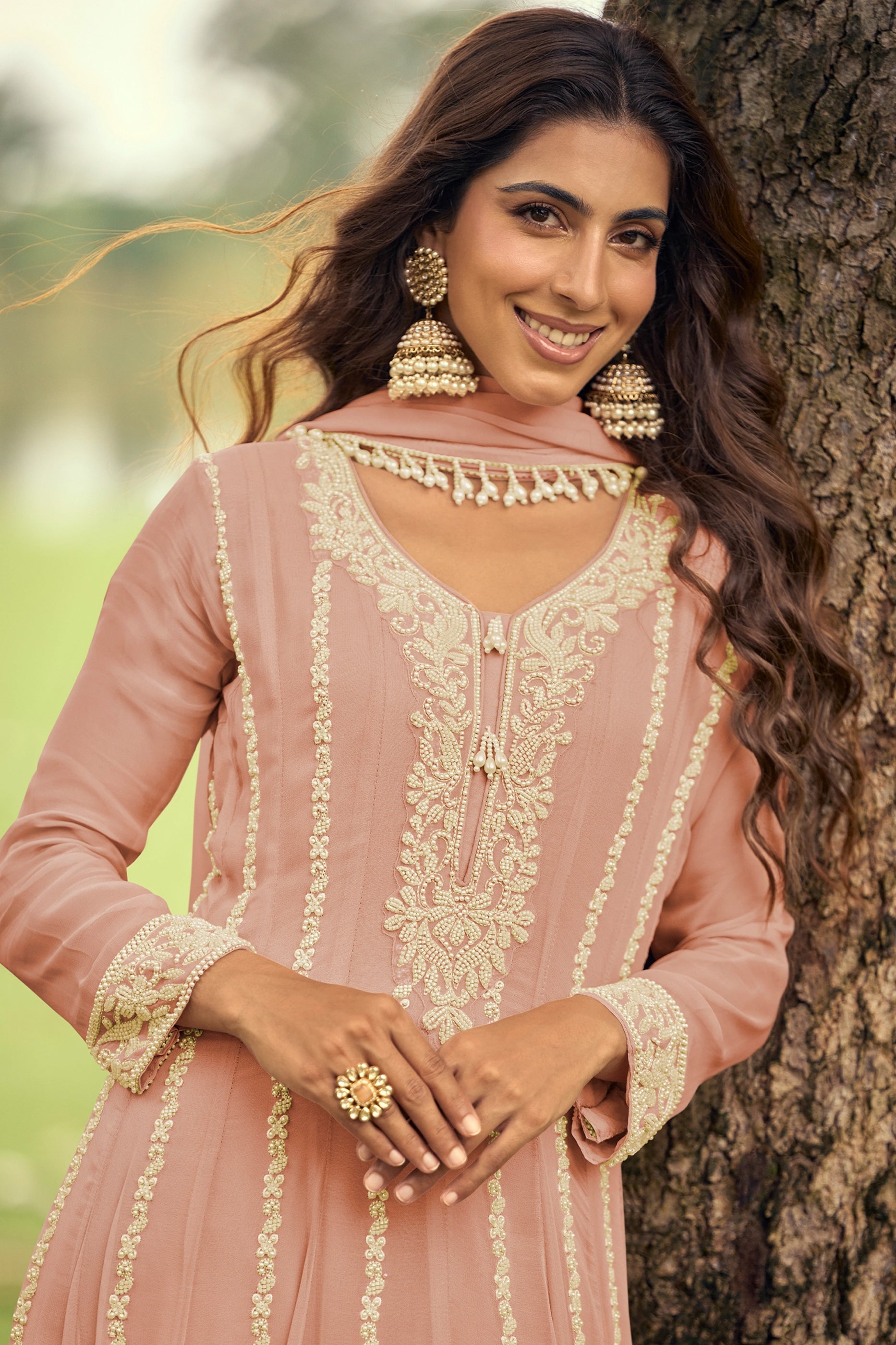 Pink Readymade Bead Work Georgette Anarkali Suit-SAR11089_2_SareeButa.com