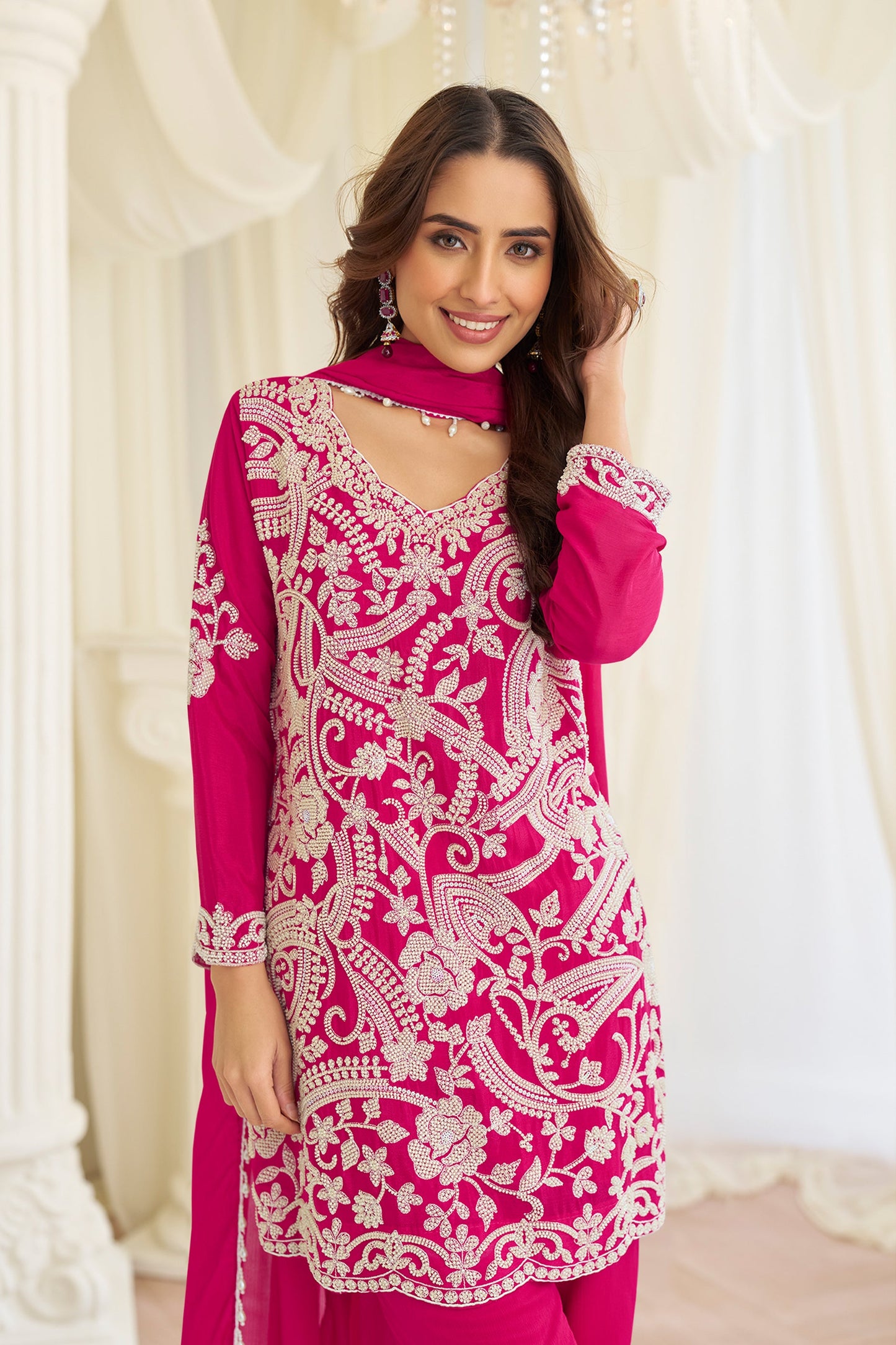 Pink Readymade Bead Work Georgette Suit-SAR11524_2_SareeButa.com